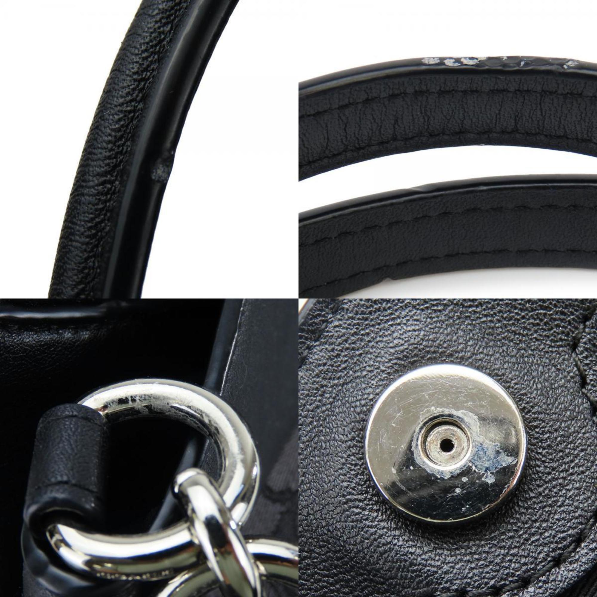 Coach Black Canvas Leather Tote Bag (Pre-Owned)