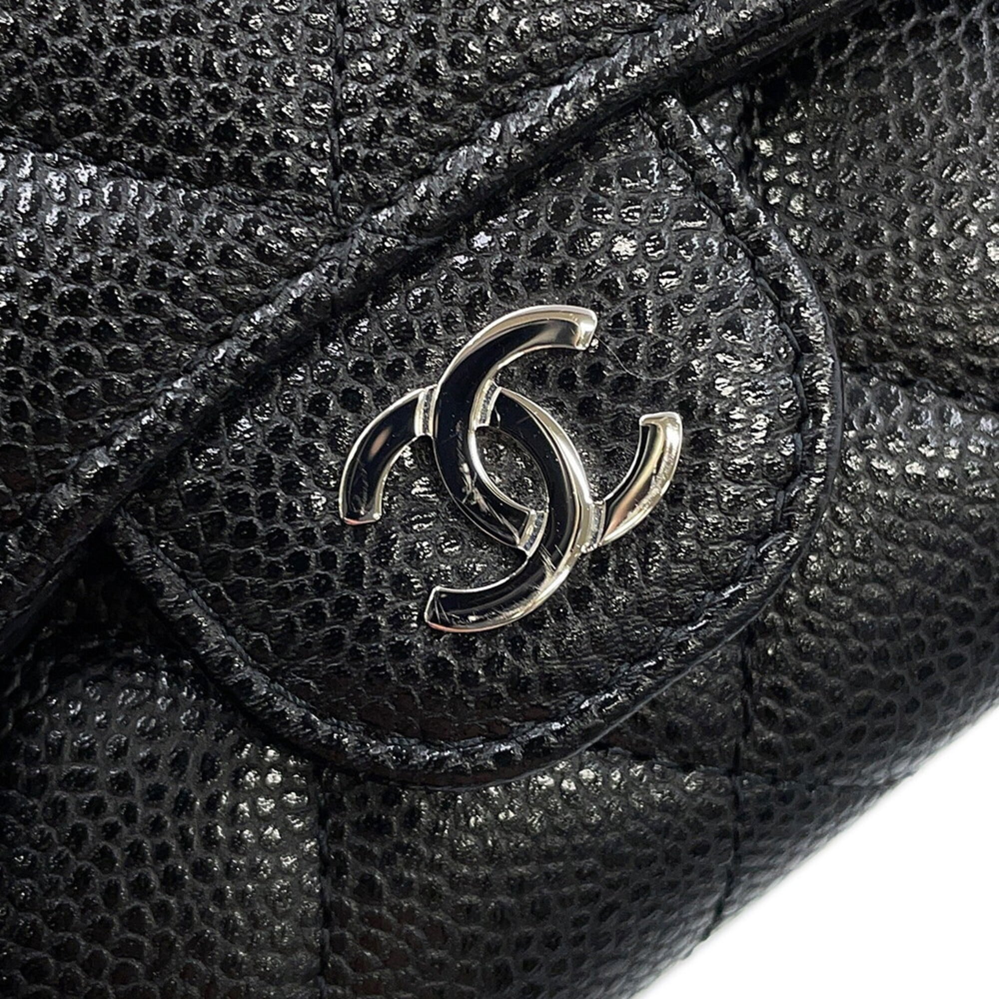 Chanel Black Grained Calfskin Wallet (Tri-Fold) (Pre-Owned)