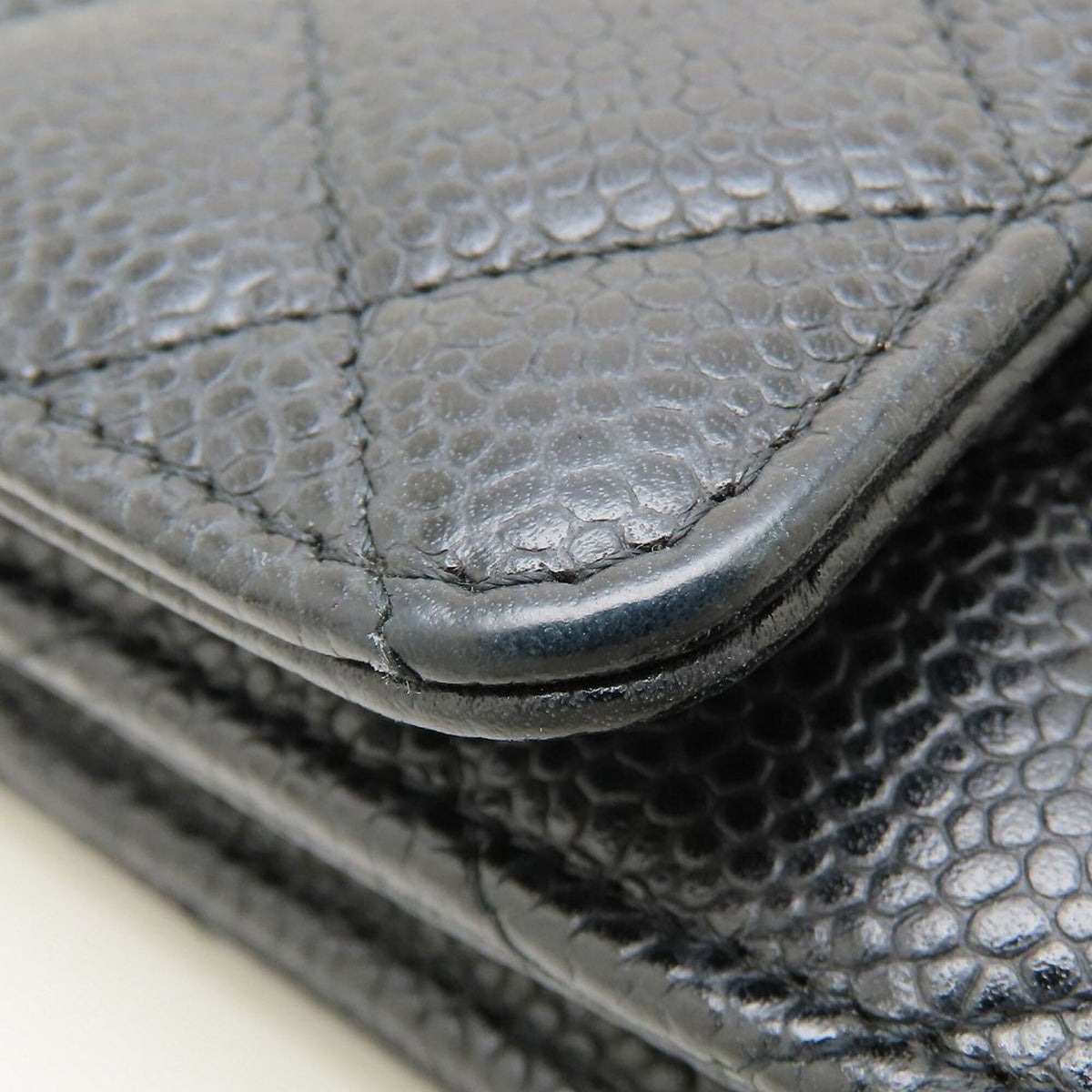 Chanel Black Grained Calfskin Chain/Shoulder Wallet (Pre-Owned)