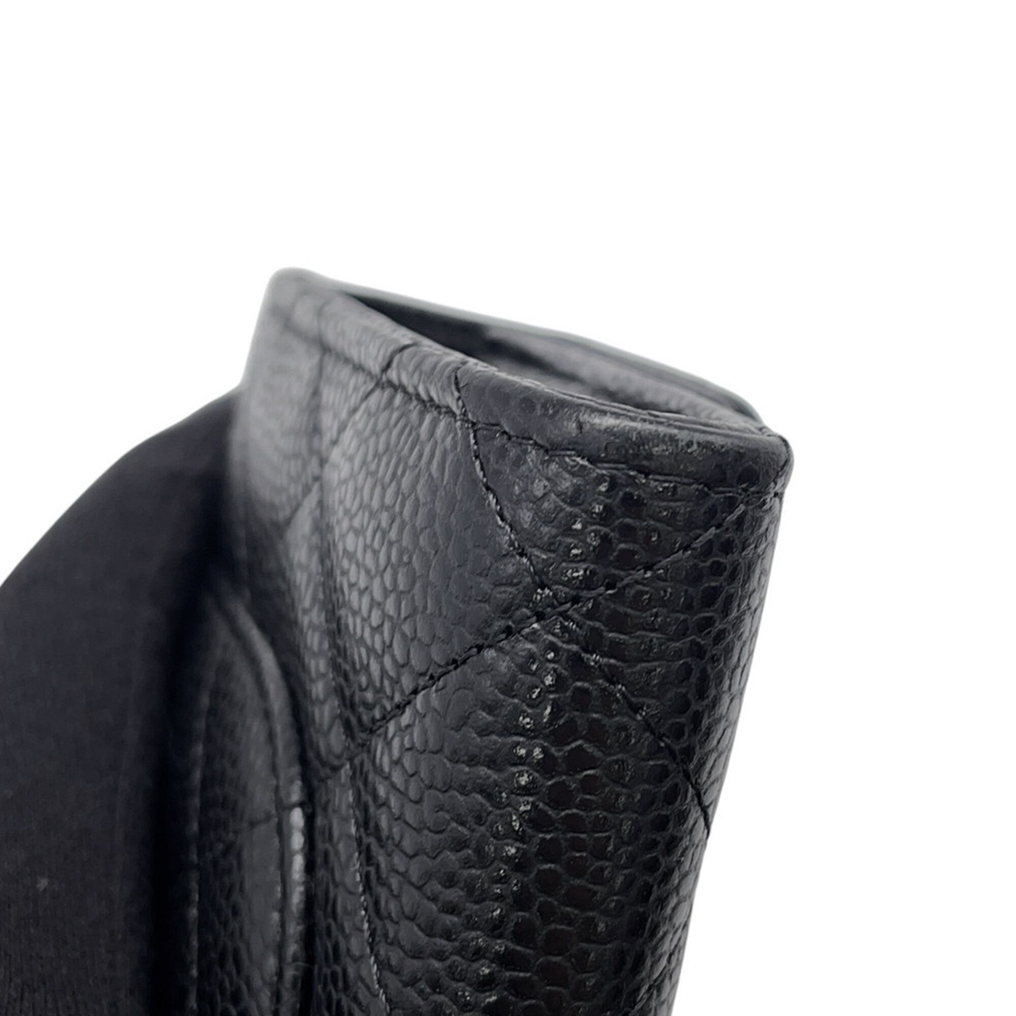 Chanel Black Grained Calfskin Long Wallet (Bi-Fold) (Pre-Owned)
