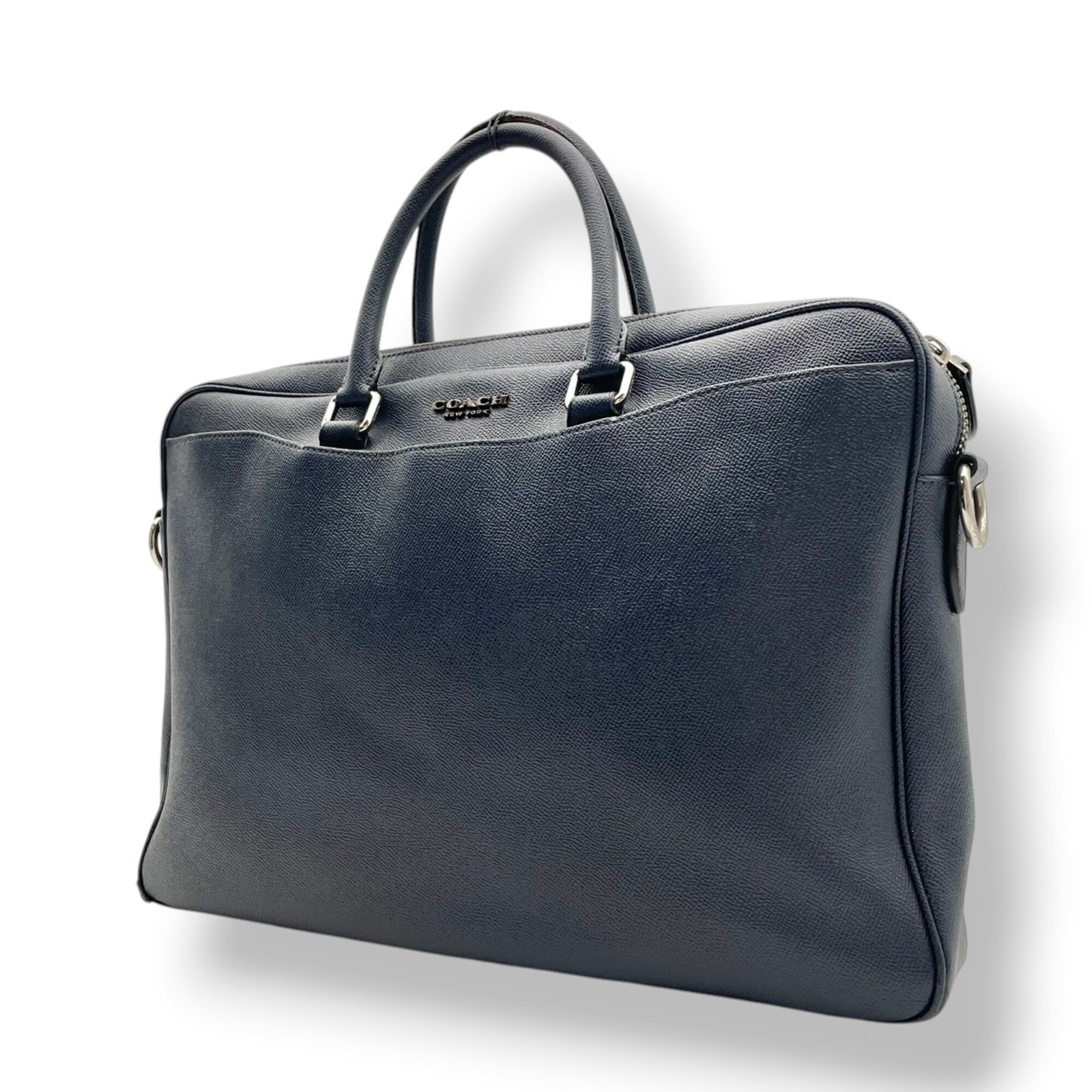 Coach Navy Leather Briefcase Handbag (Pre-Owned)