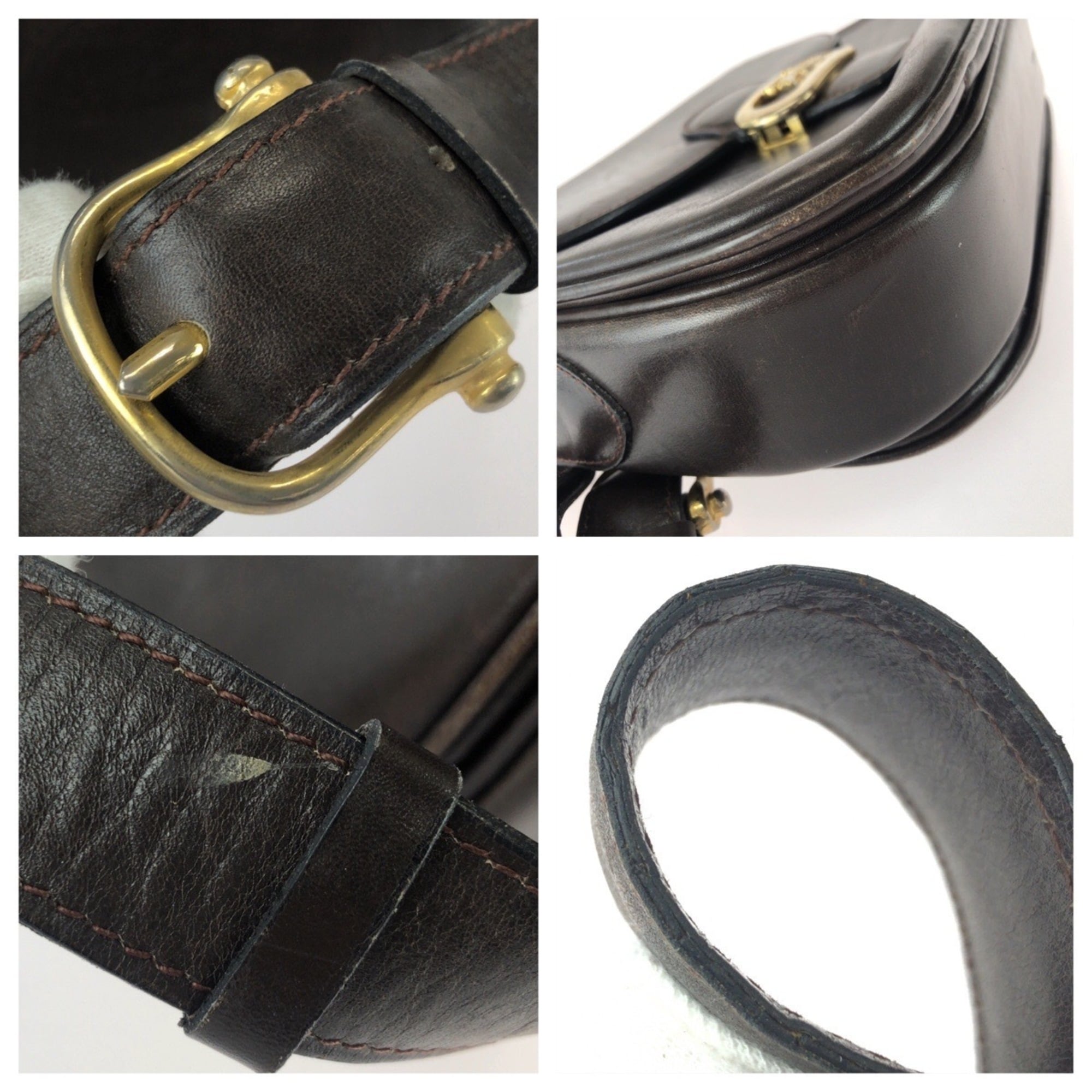 Celine Brown Dark Brown Leather Pochette Shoulder Bag (Pre-Owned)
