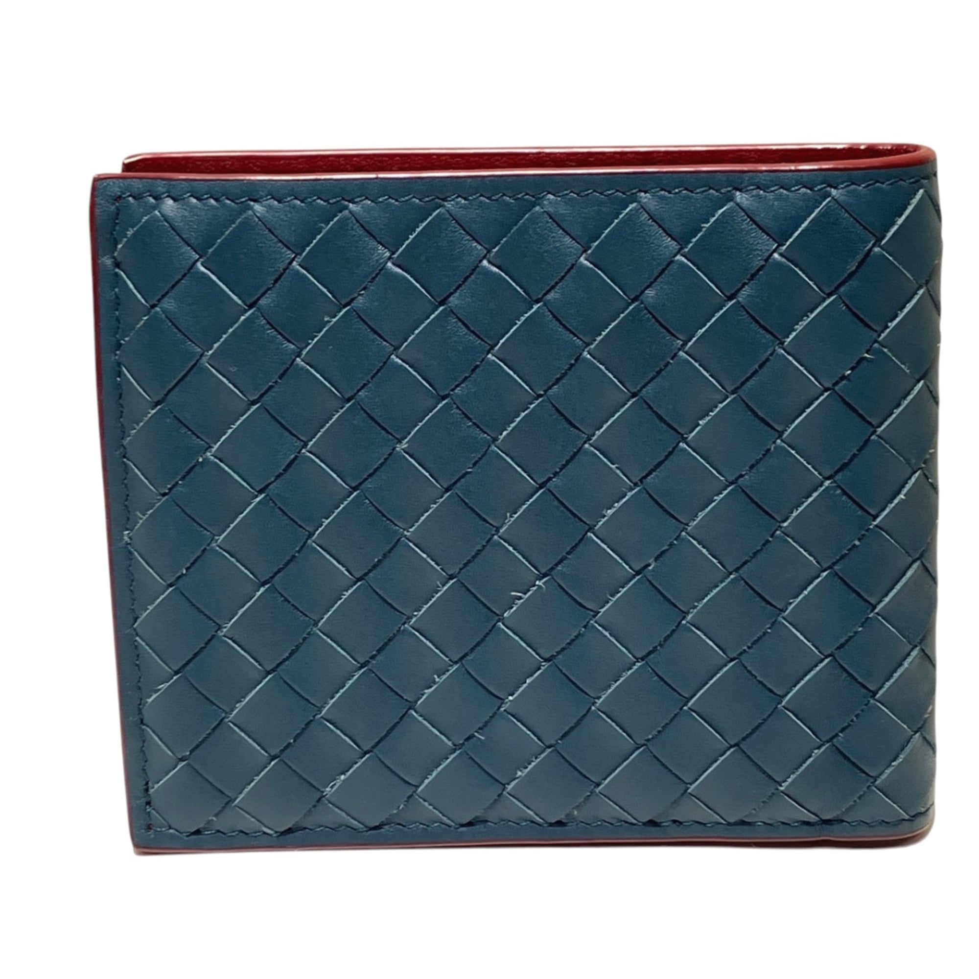 Bottega Veneta Intrecciato Blue Leather Wallet (Bi-Fold) (Pre-Owned)