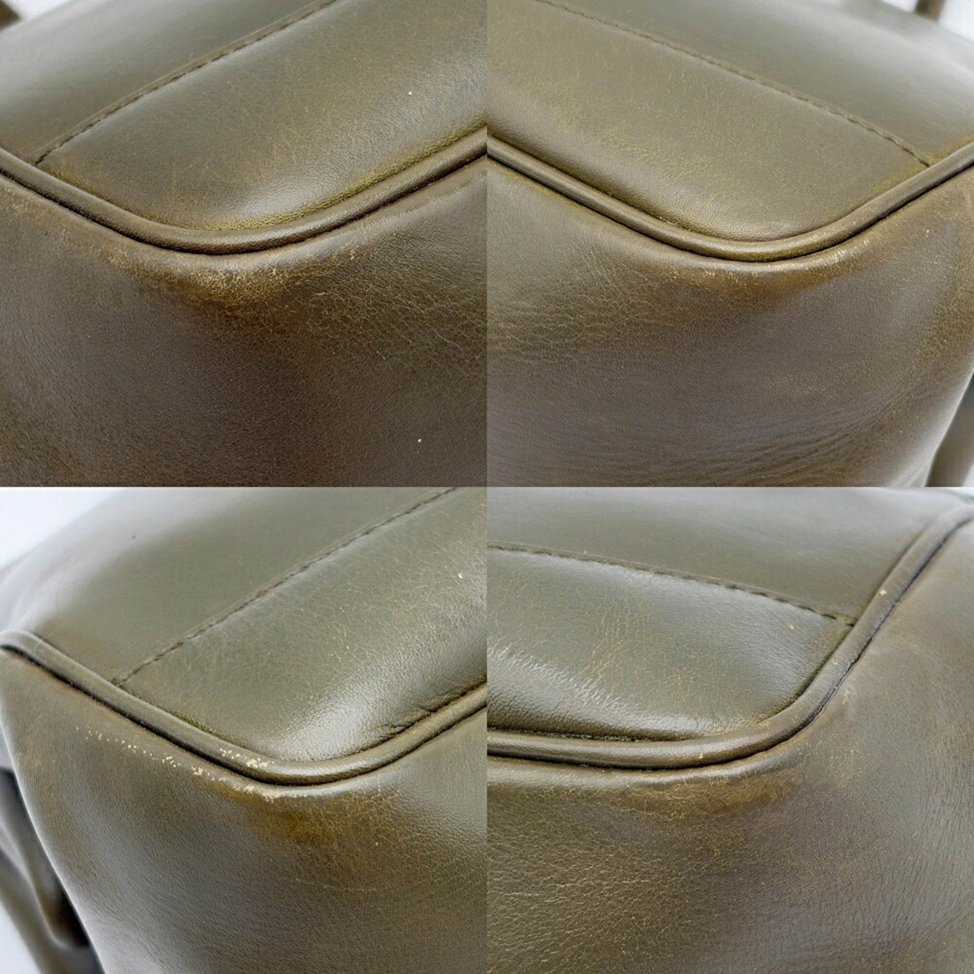 Gucci Green Khaki Olive Leather Handbag (Pre-Owned)