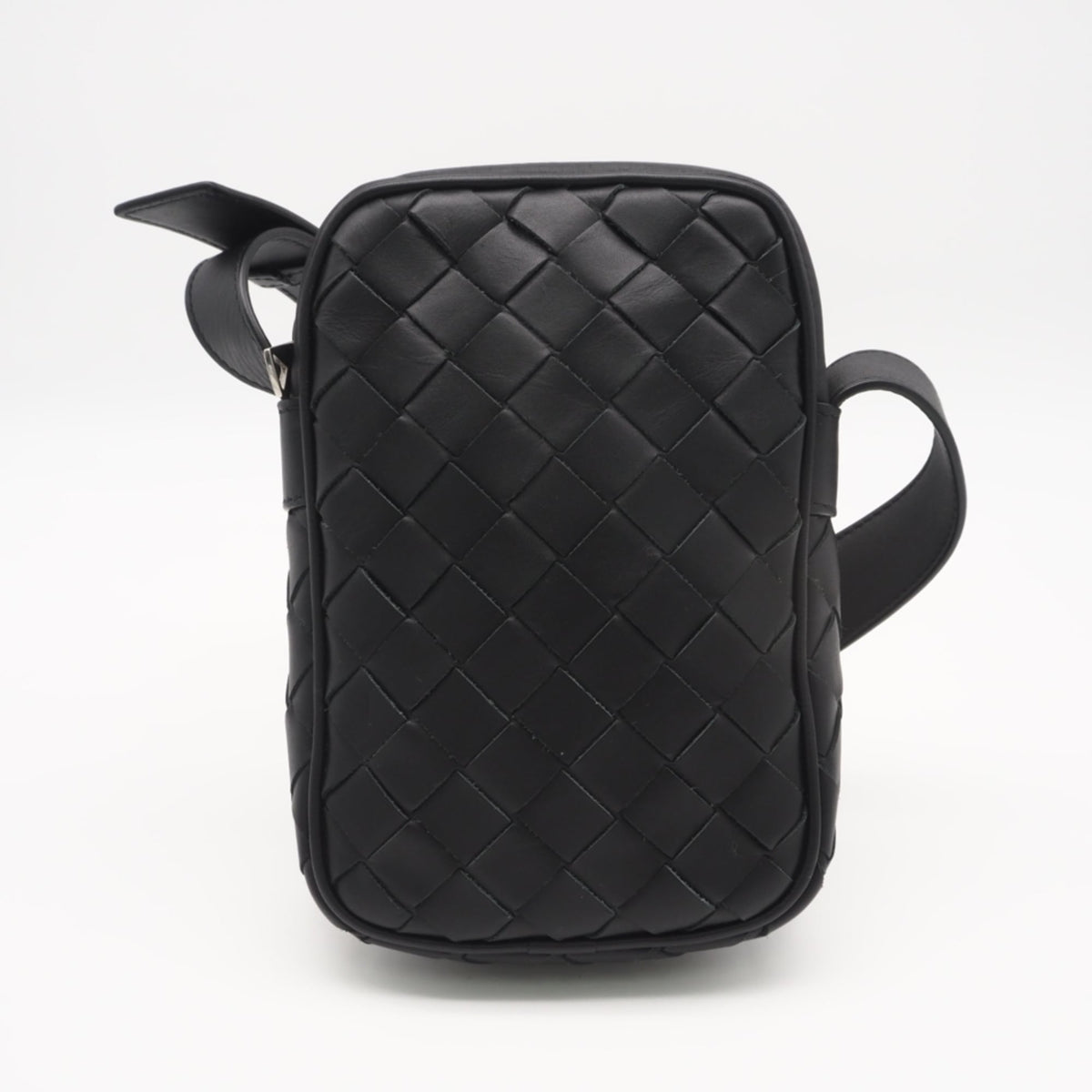 Bottega Veneta Intrecciato Black Leather Shoulder Bag Sling Bag (Pre-Owned)