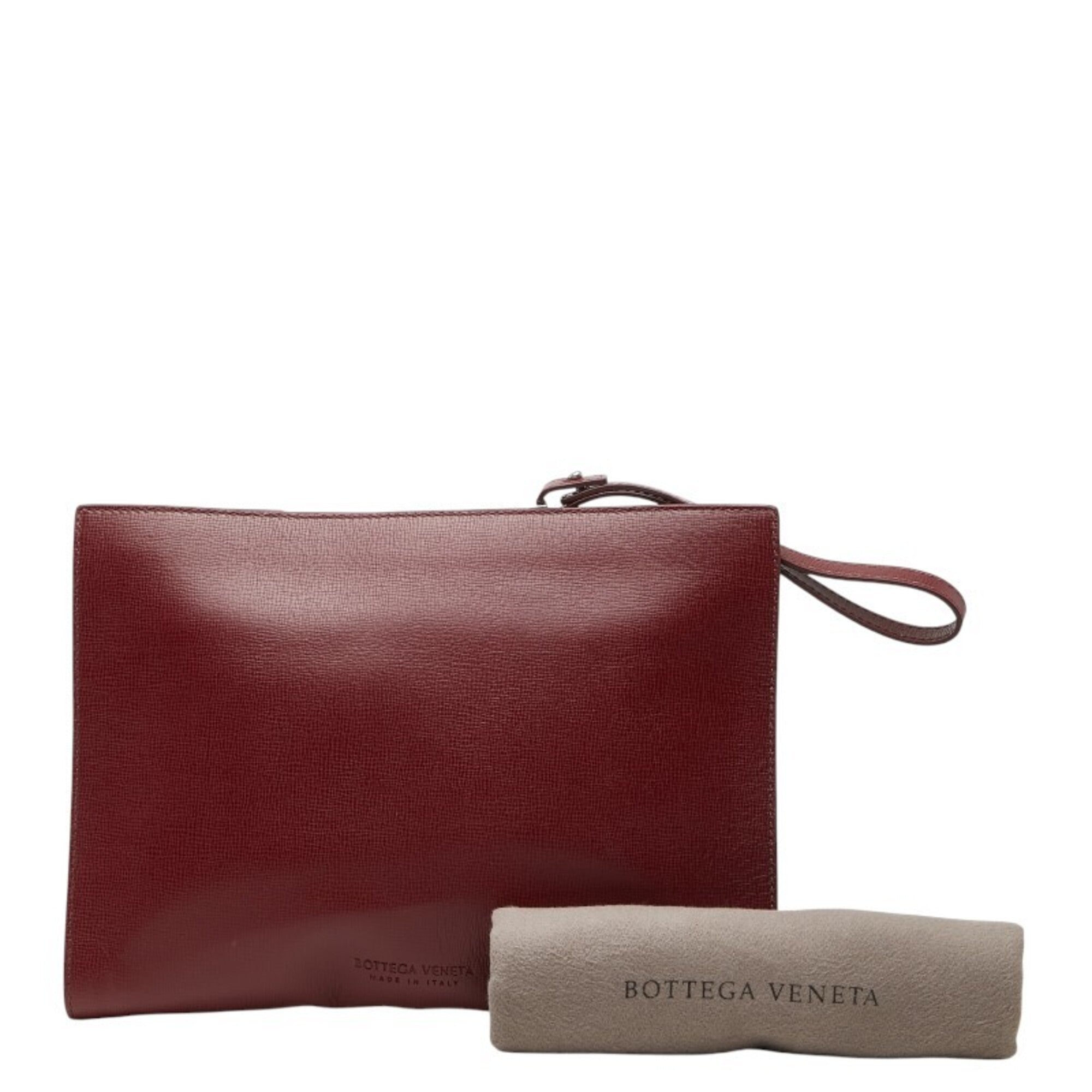 Bottega Veneta Bordeaux Leather Clutch Bag (Pre-Owned)