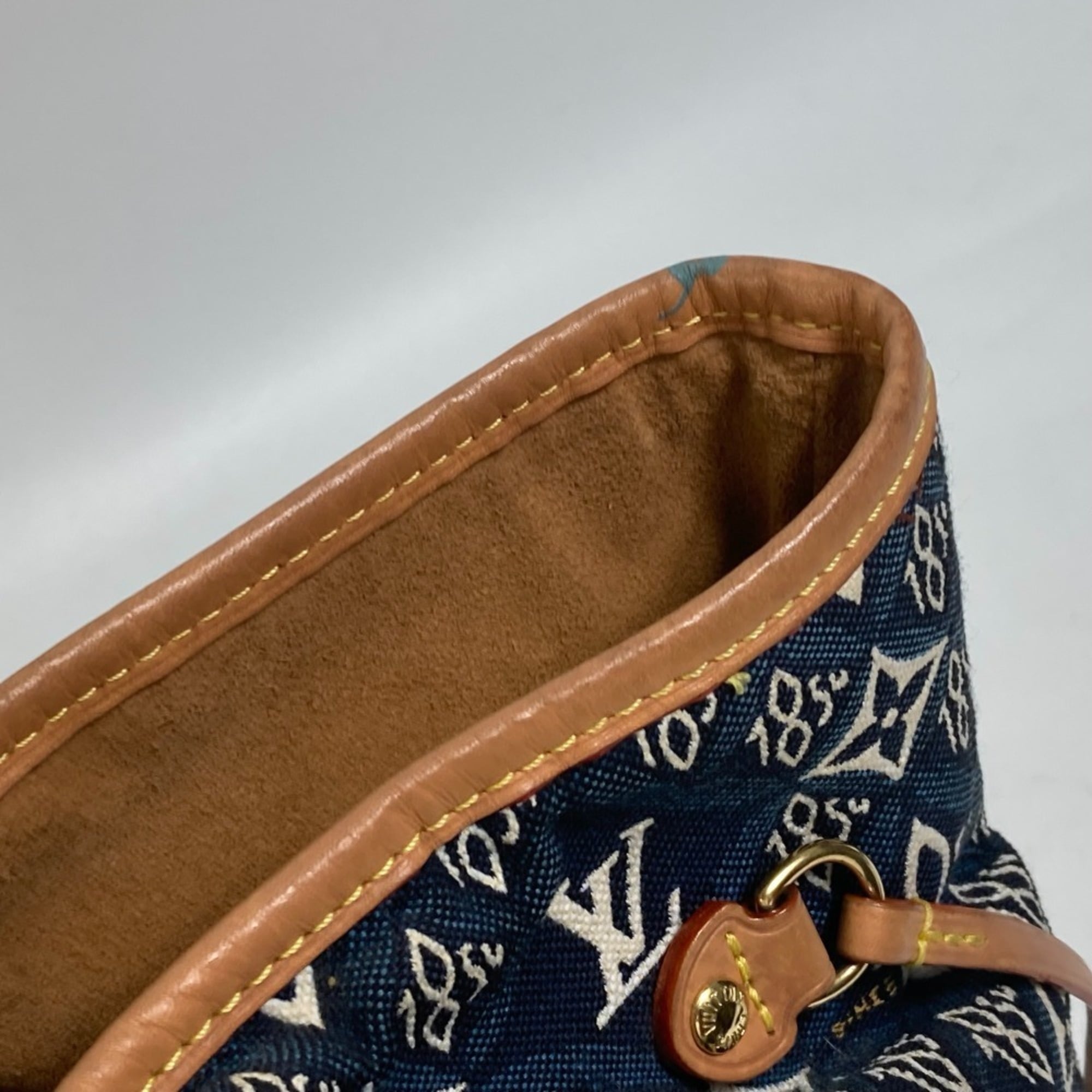 Louis Vuitton Navy Jacquard Shoulder Bag Tote Bag (Pre-Owned)