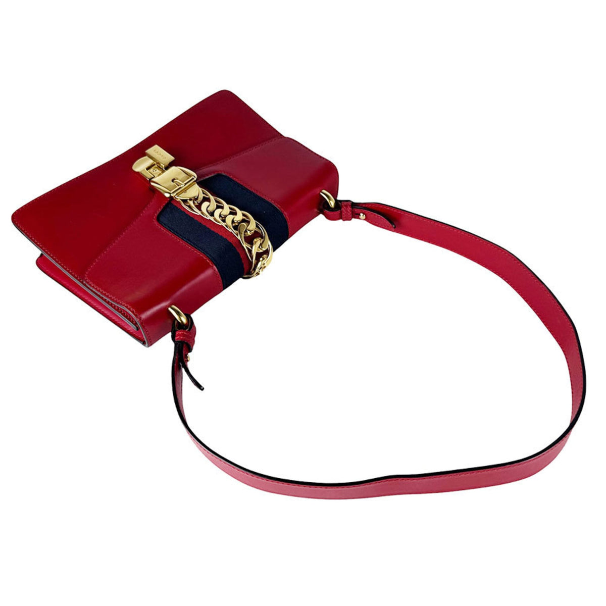 Gucci Red Color Leather Shoulder Bag (Pre-Owned)
