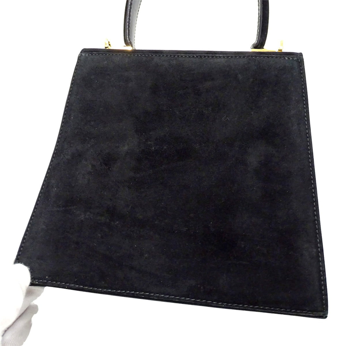 Salvatore Ferragamo Black Suede Handbag Shoulder Bag (Pre-Owned)