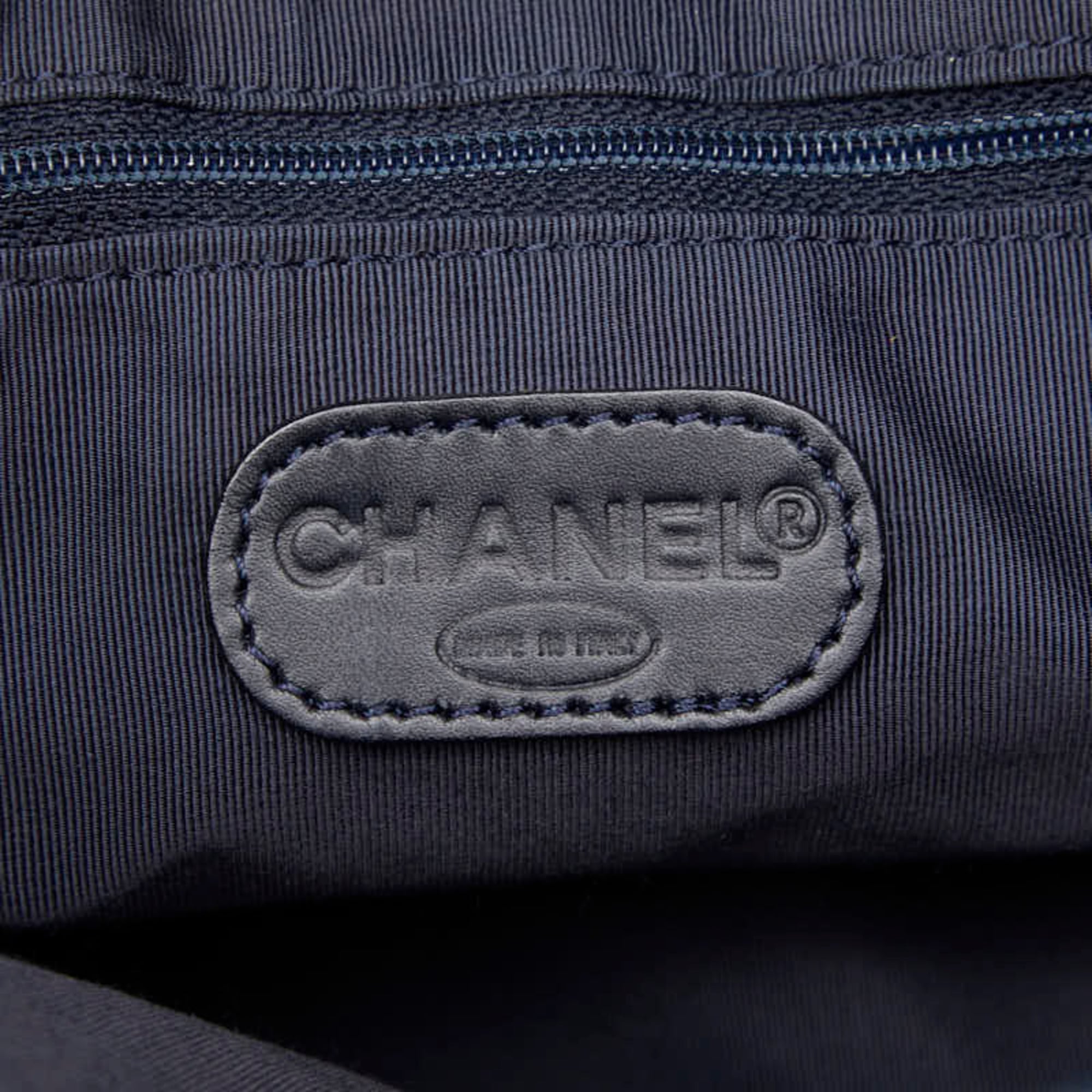 Chanel Blue Brown Denim Leather Handbag Tote Bag (Pre-Owned)