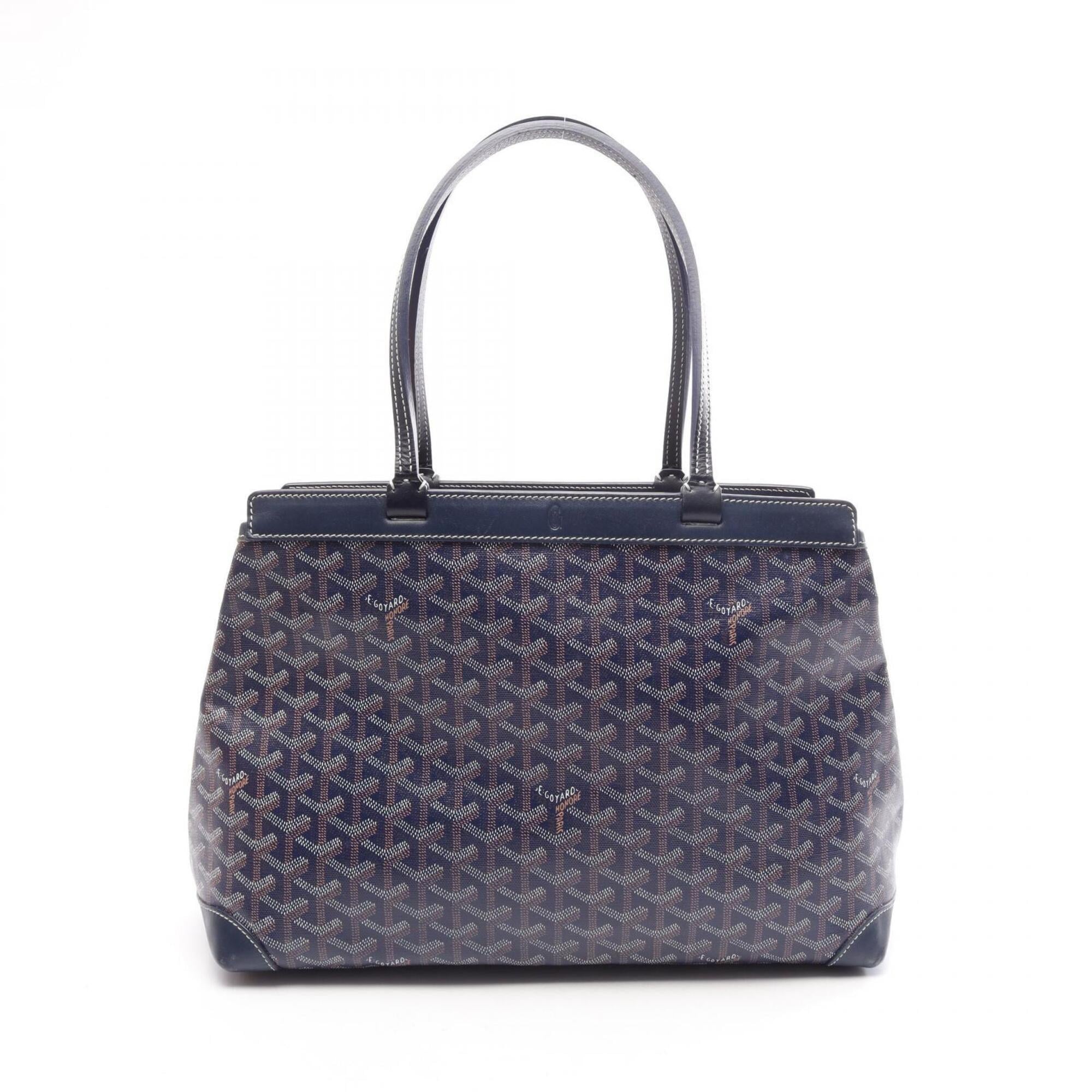 Goyard Multi-Color Navy Coated Canvas Leather Handbag Tote Bag (Pre-Owned)