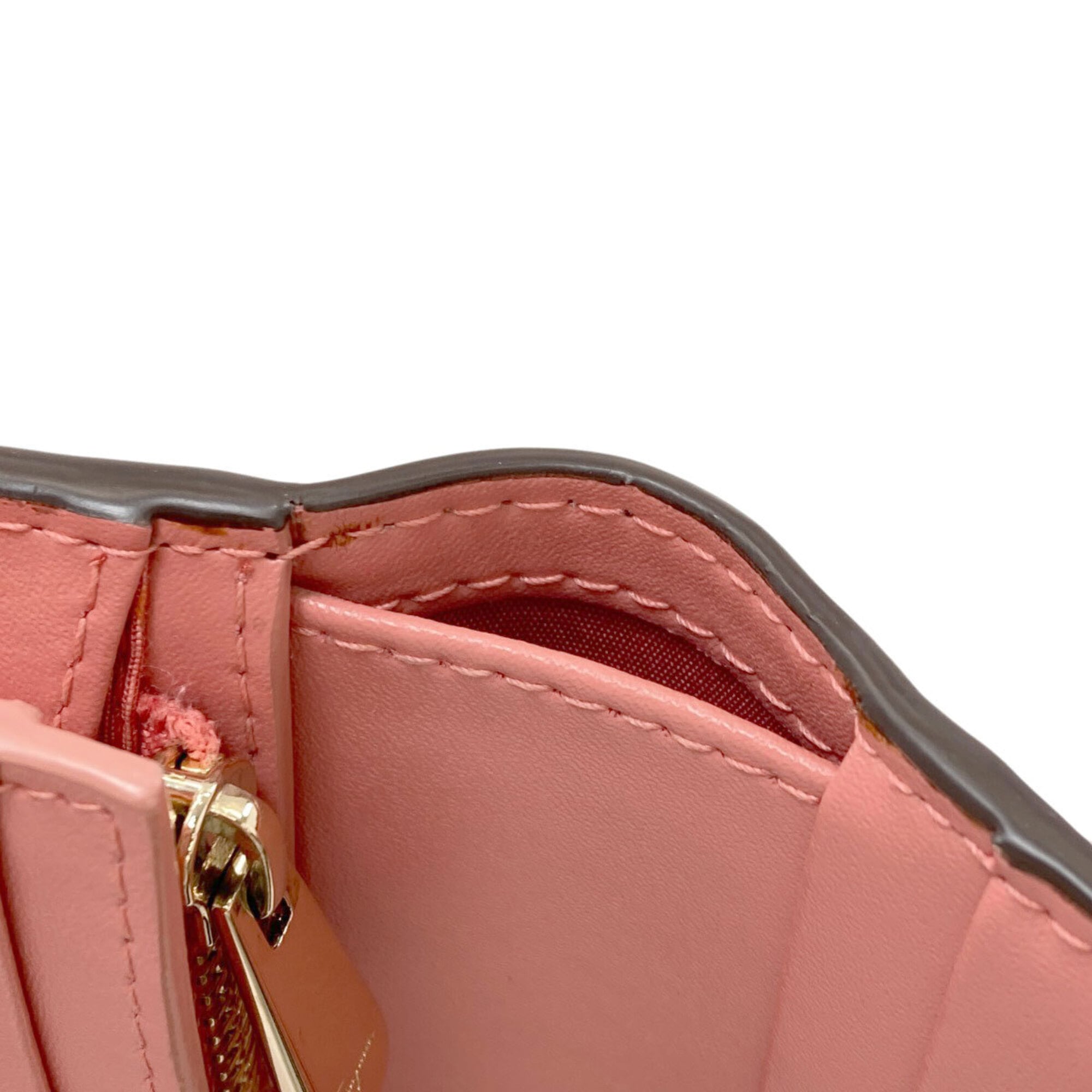 Salvatore Ferragamo Brown Pink Leather Wallet (Bi-Fold) (Pre-Owned)
