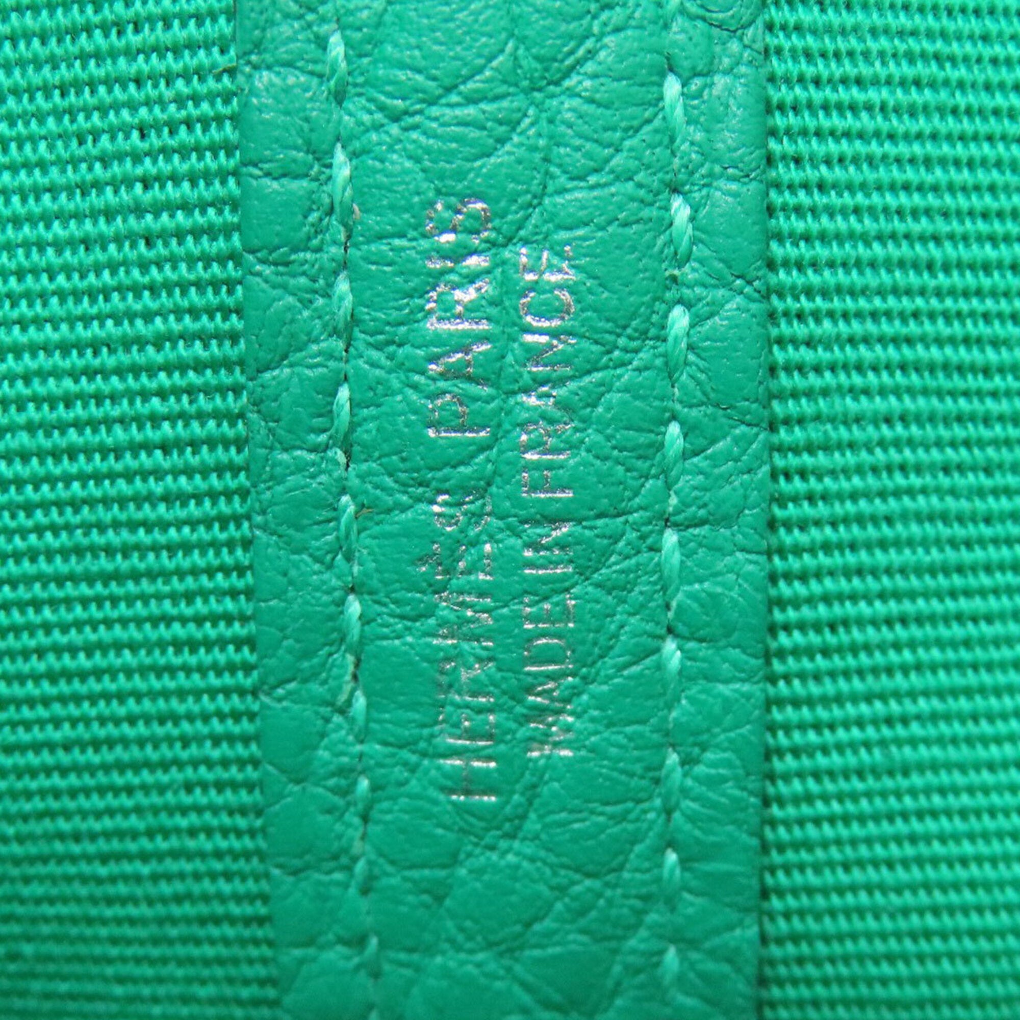 Hermes Garden Green Toile Officier Handbag (Pre-Owned)