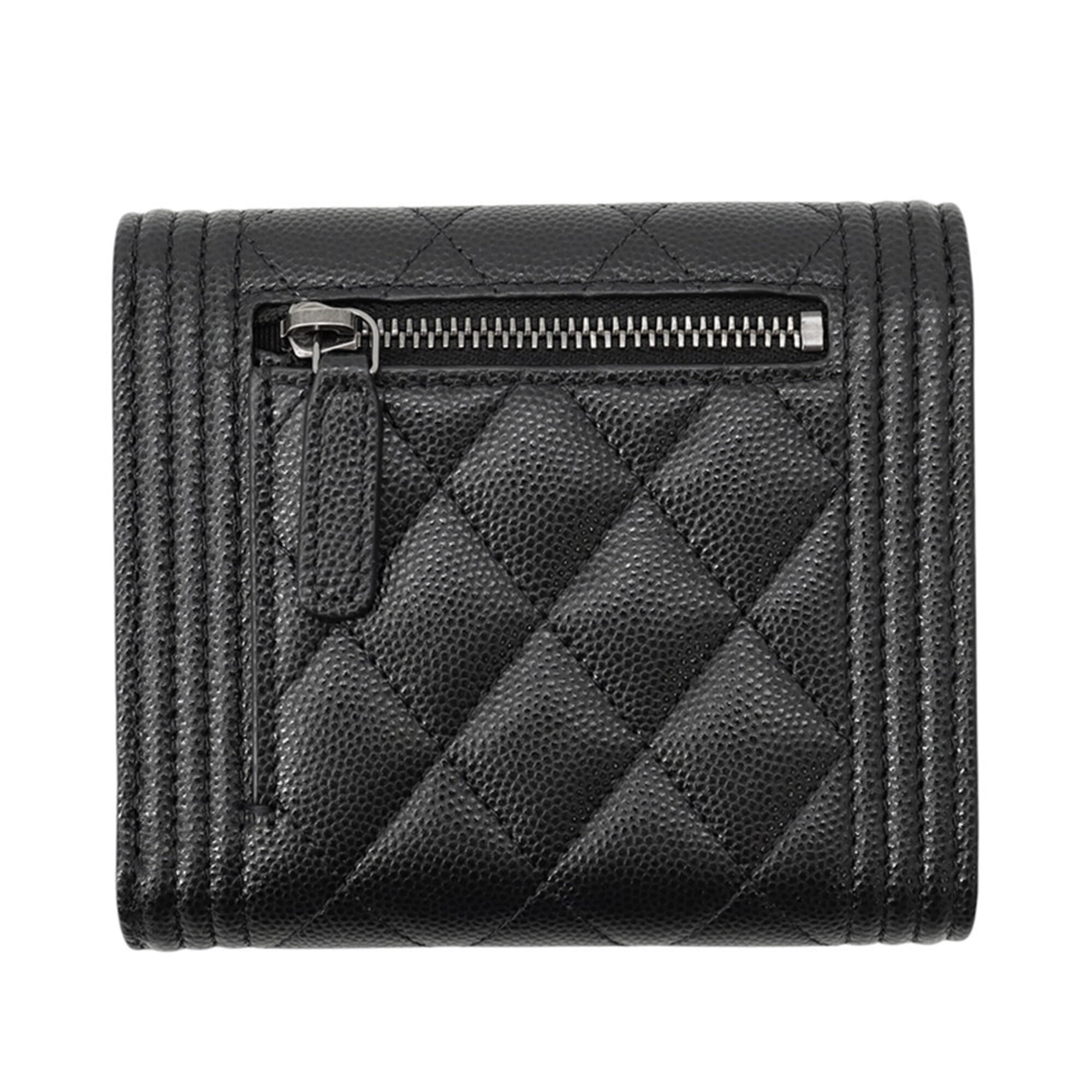 Chanel Matelasse Black Grained Calfskin Wallet (Tri-Fold) (Pre-Owned)