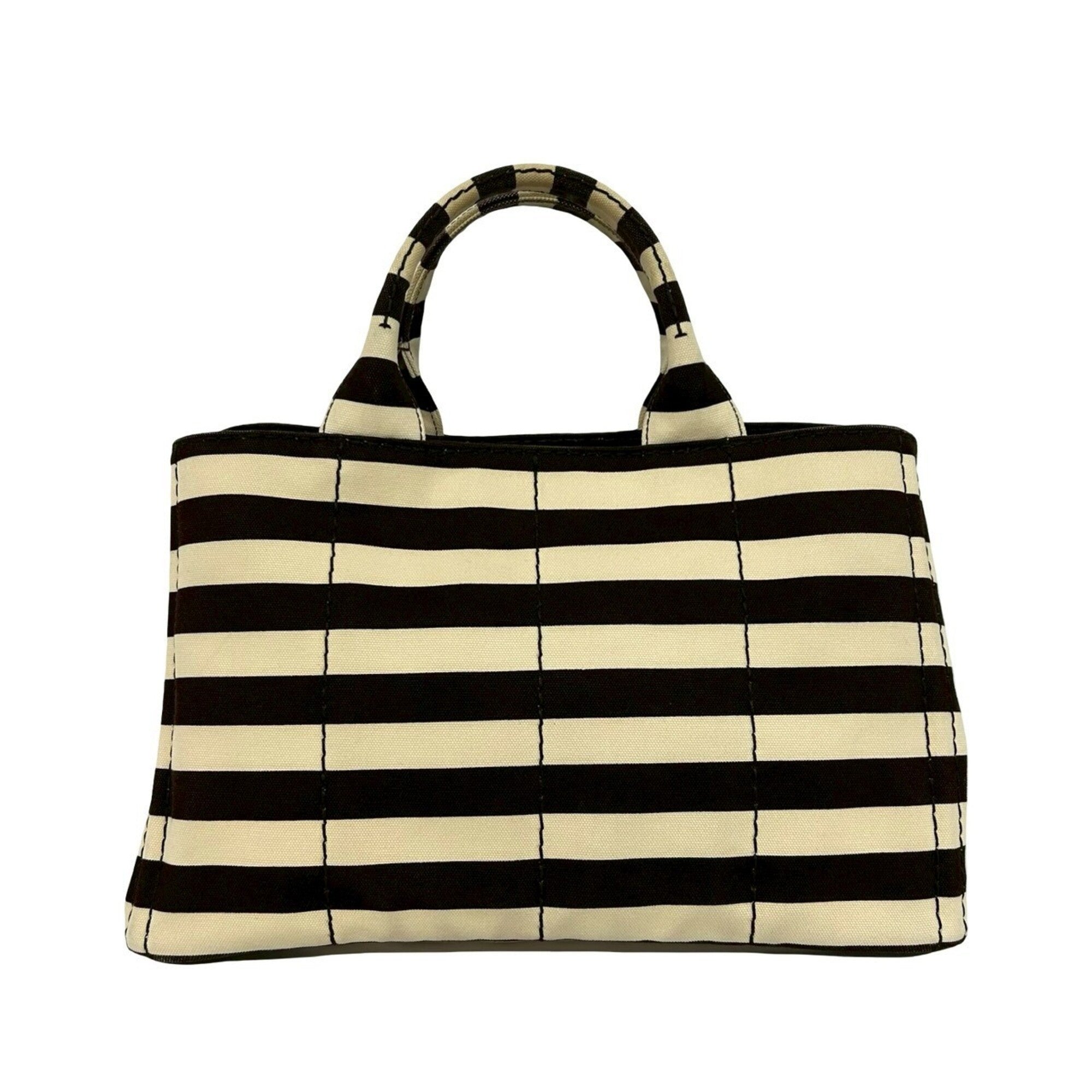 Prada Brown Ivory Canvas Handbag Shoulder Bag Tote Bag (Pre-Owned)