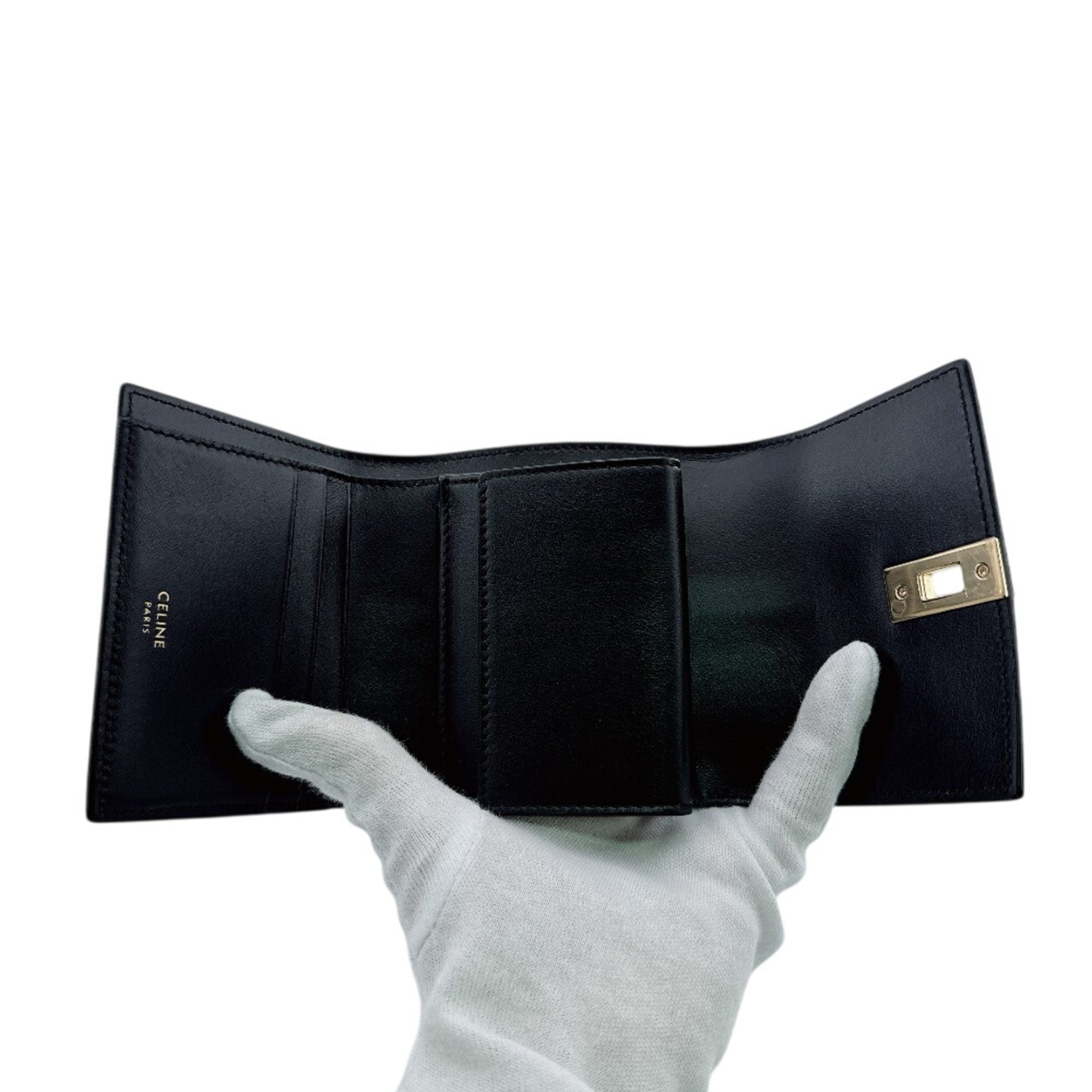 Celine Black Leather Wallet (Tri-Fold) (Pre-Owned)
