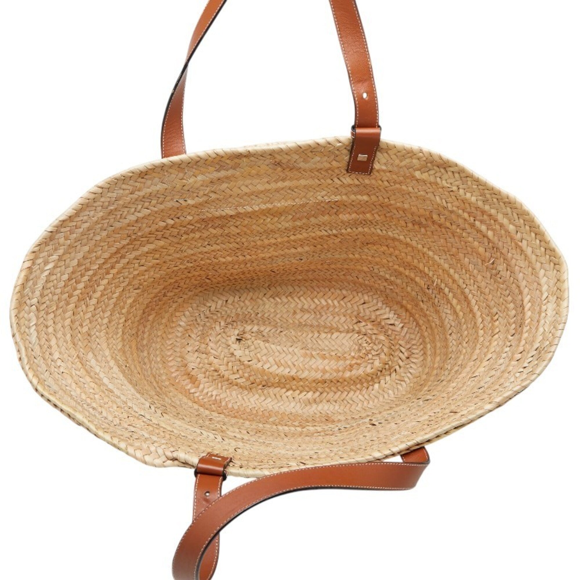 Loewe Beige Brown Raffia Leather Basket Shoulder Bag Tote Bag (Pre-Owned)