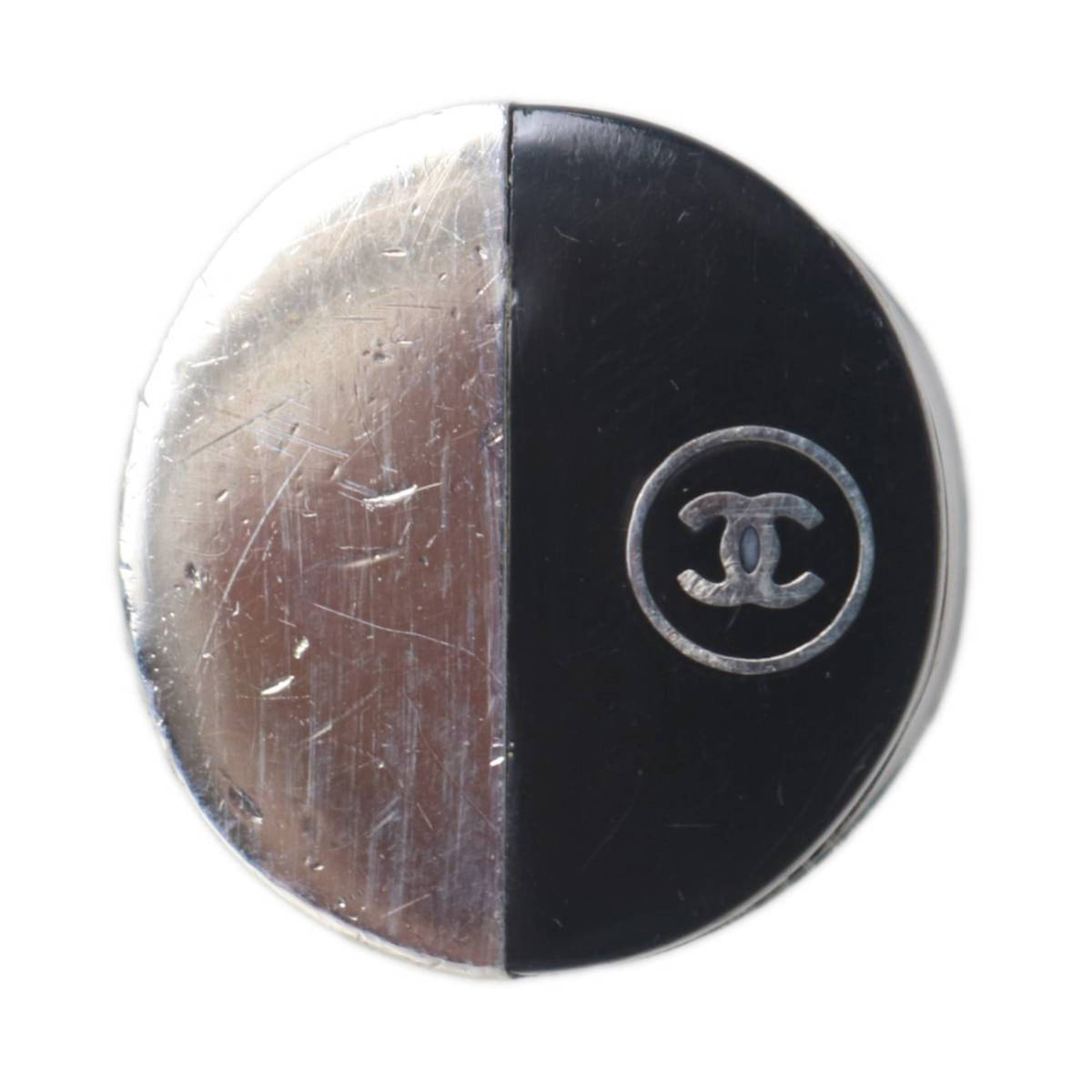 Chanel Silver Black Band Ring (Pre-Owned)