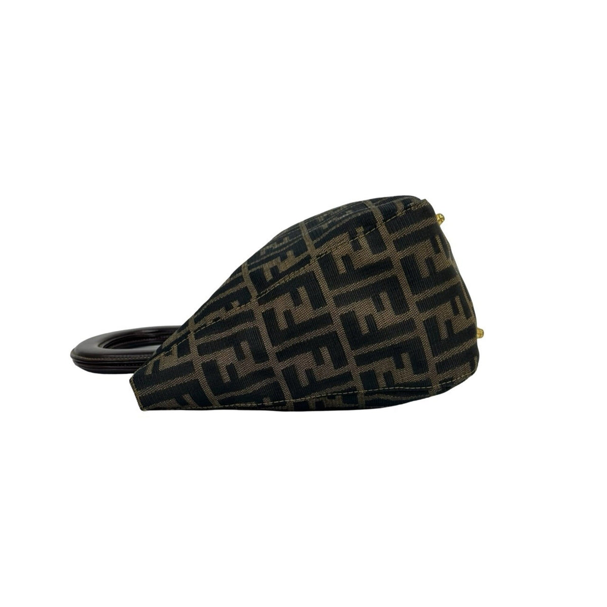 Fendi Black Brown Canvas Leather Handbag Tote Bag (Pre-Owned)