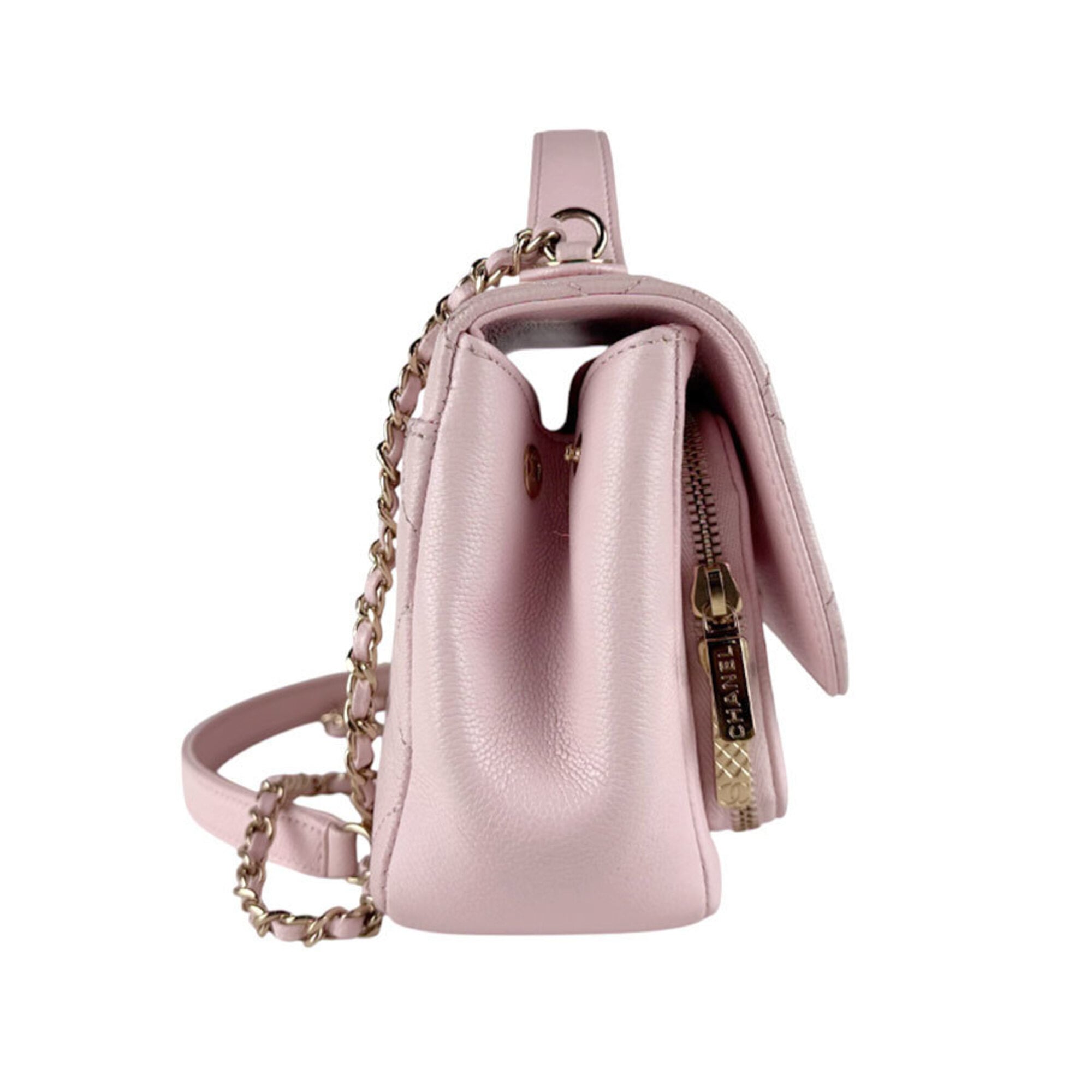 Chanel Light Pink Grained Calfskin Handbag Shoulder Bag (Pre-Owned)