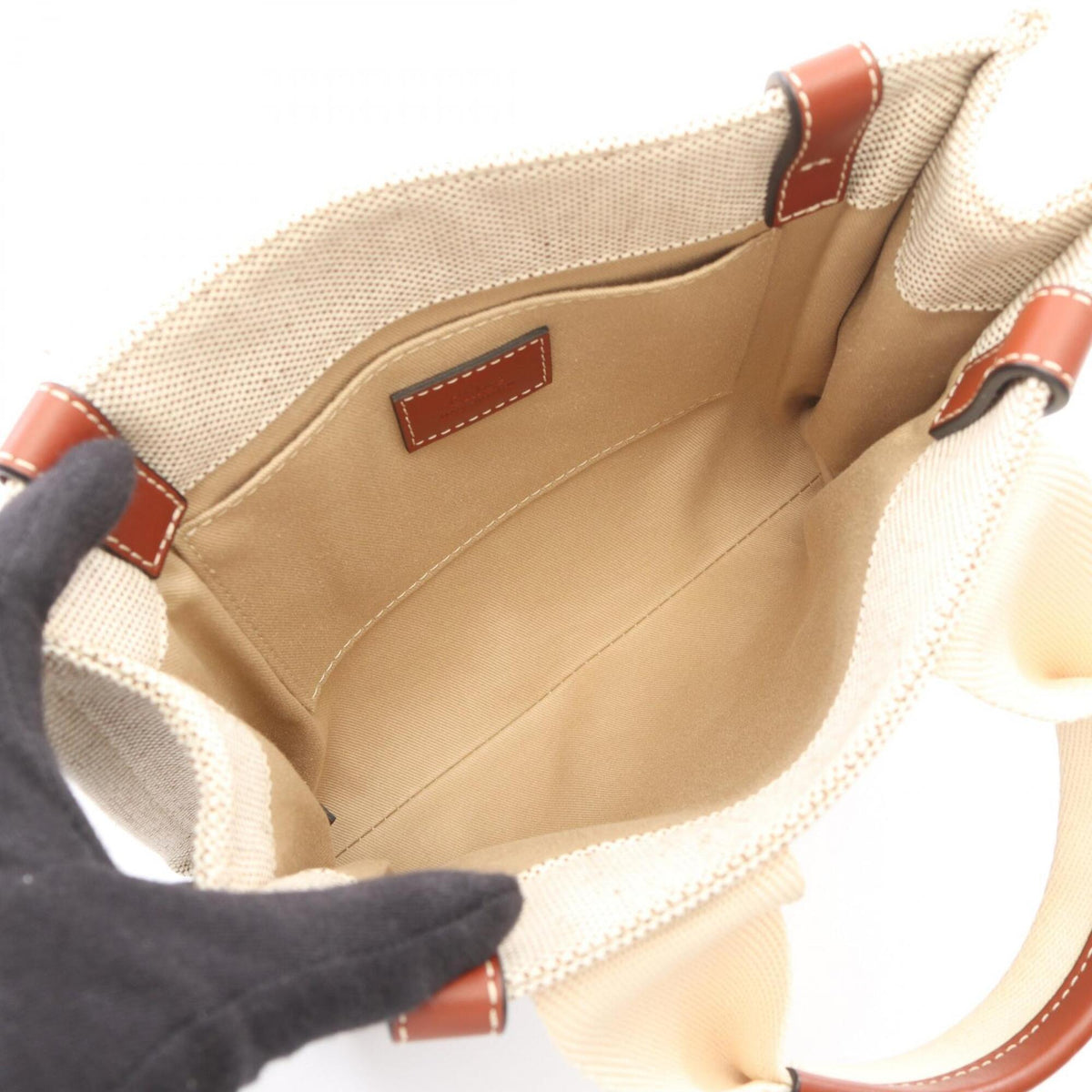 Chloé Beige Brown Canvas Leather Handbag (Pre-Owned)