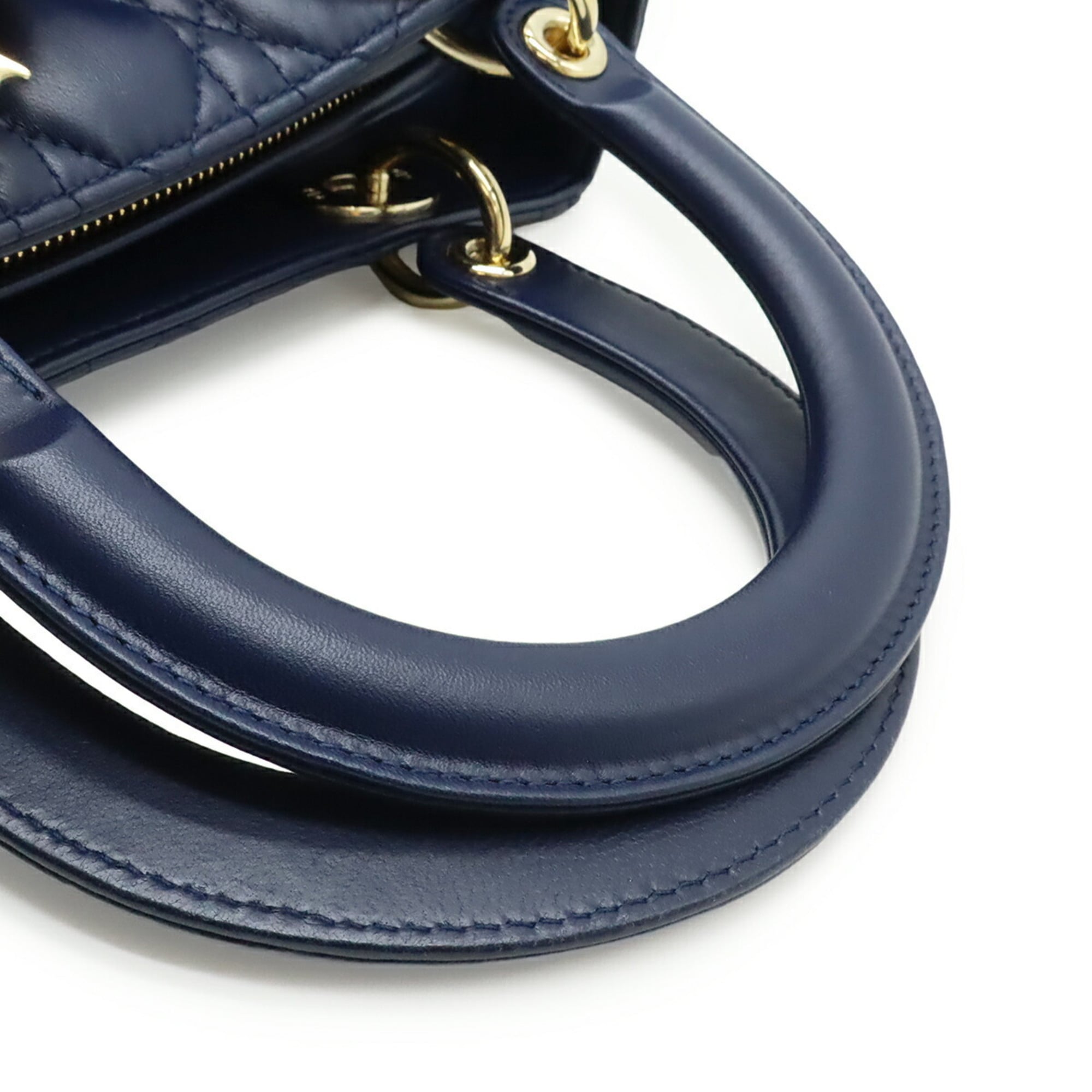 Christian Dior Navy Leather Handbag Shoulder Bag (Pre-Owned)