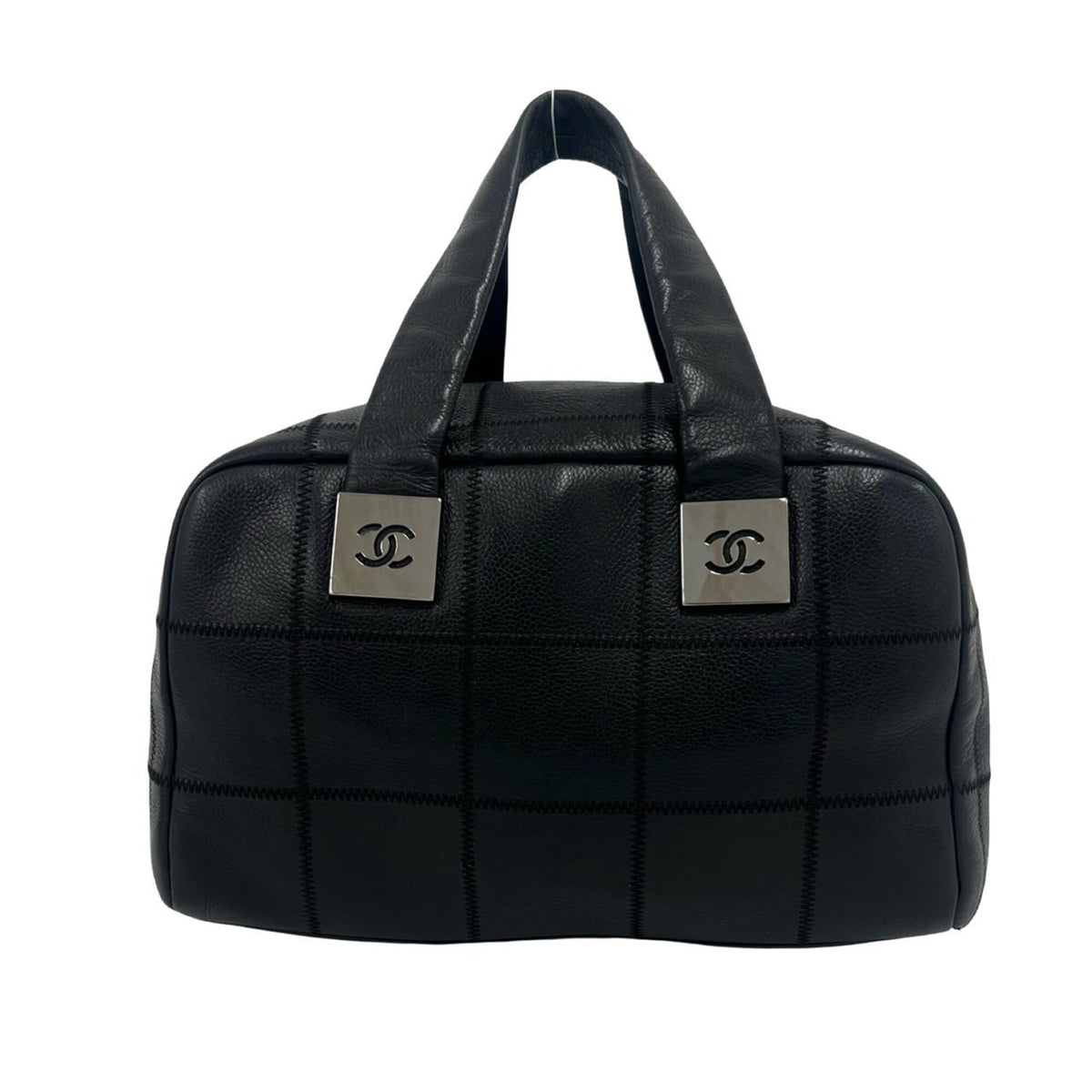 Chanel Black Leather Boston Bag Handbag (Pre-Owned)