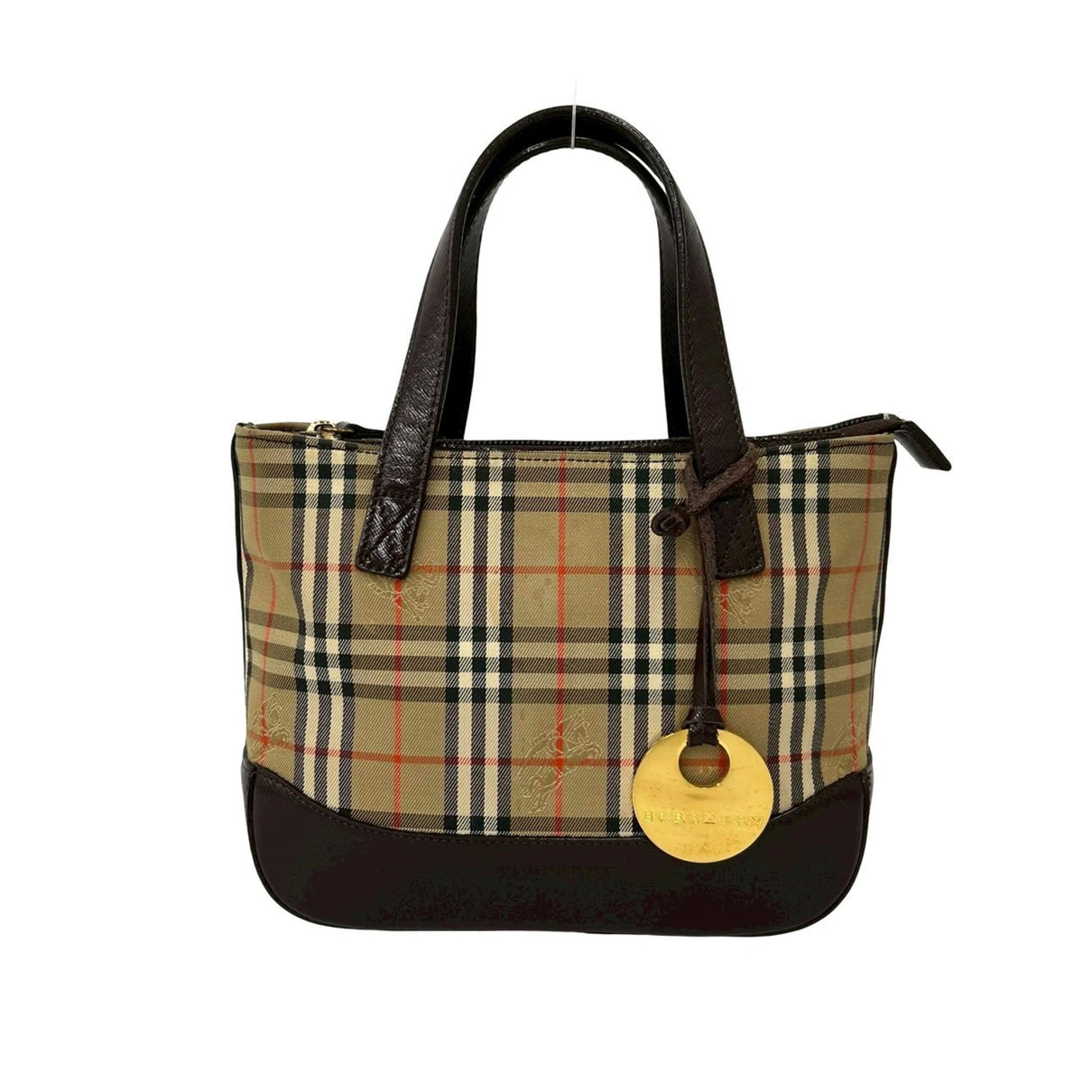 Burberry Beige Brown Canvas Leather Handbag Tote Bag (Pre-Owned)