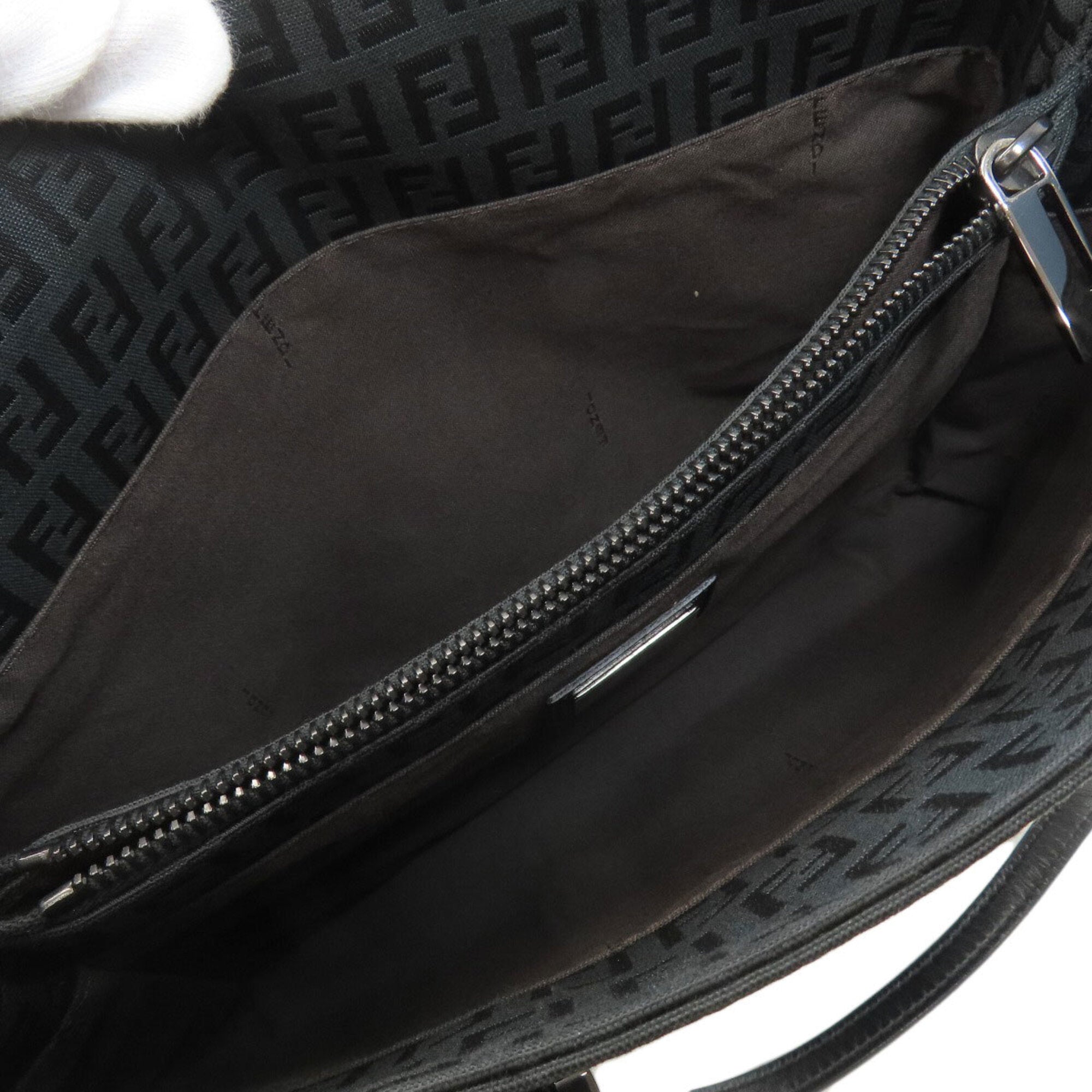 Fendi Zucchino Black Canvas Handbag (Pre-Owned)