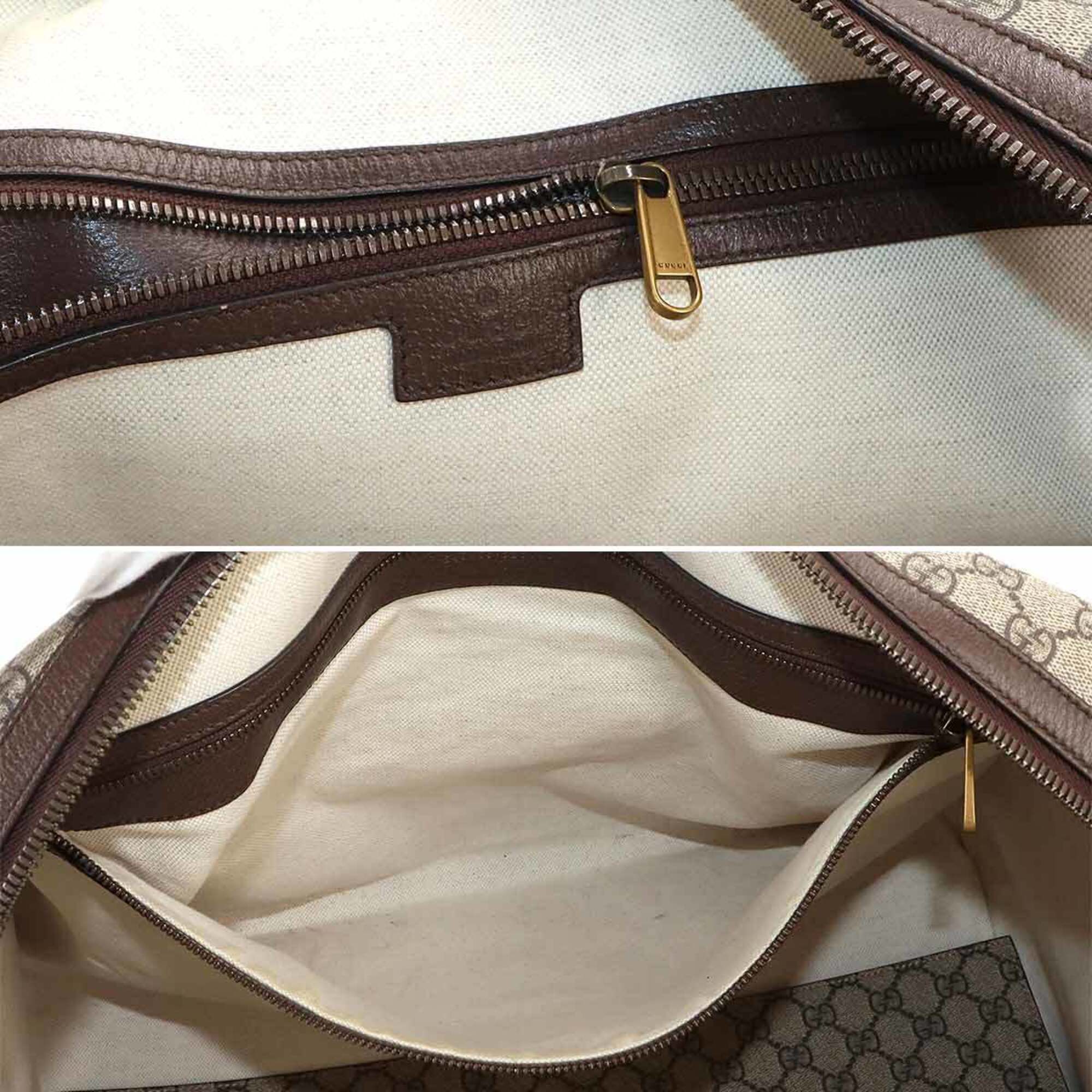 Gucci Ophidia Beige Brown Gg Supreme Leather Boston Bag Handbag (Pre-Owned)