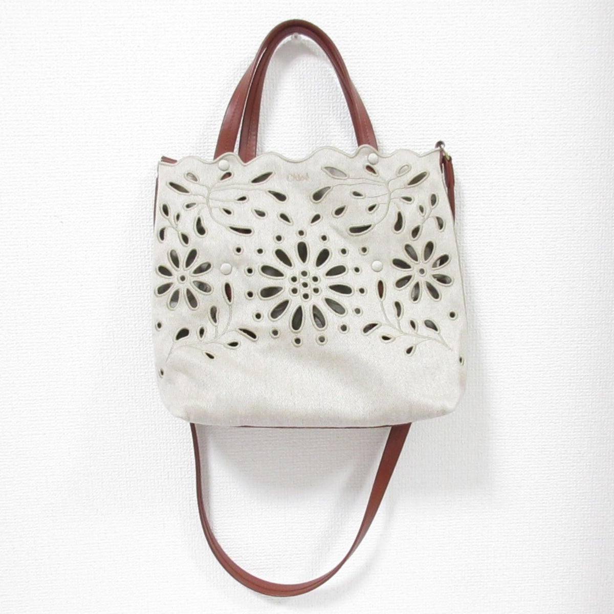 Chloé Beige Brown Shoulder Bag Tote Bag (Pre-Owned)