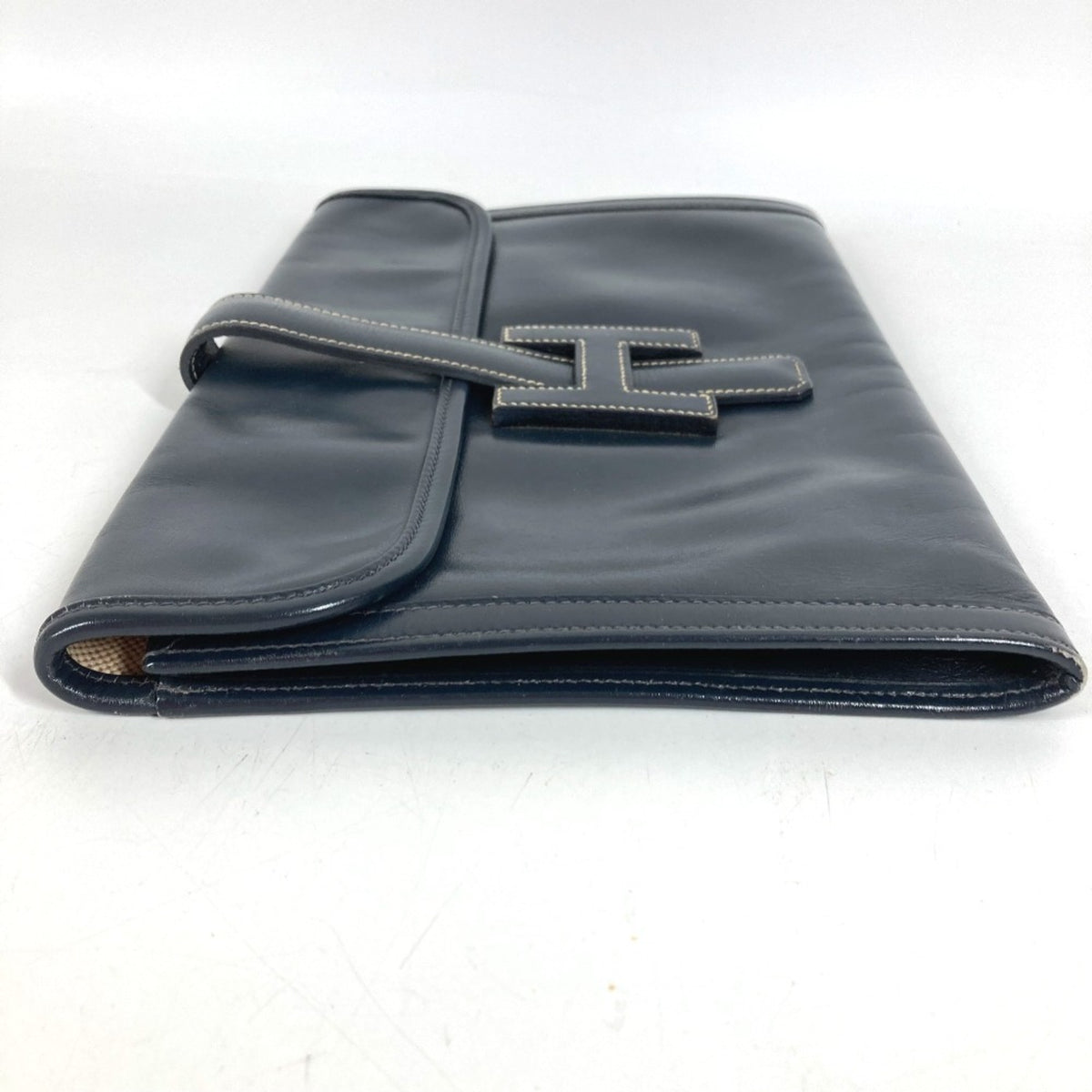 Hermes Navy Box Calf Leather Clutch Bag (Pre-Owned)