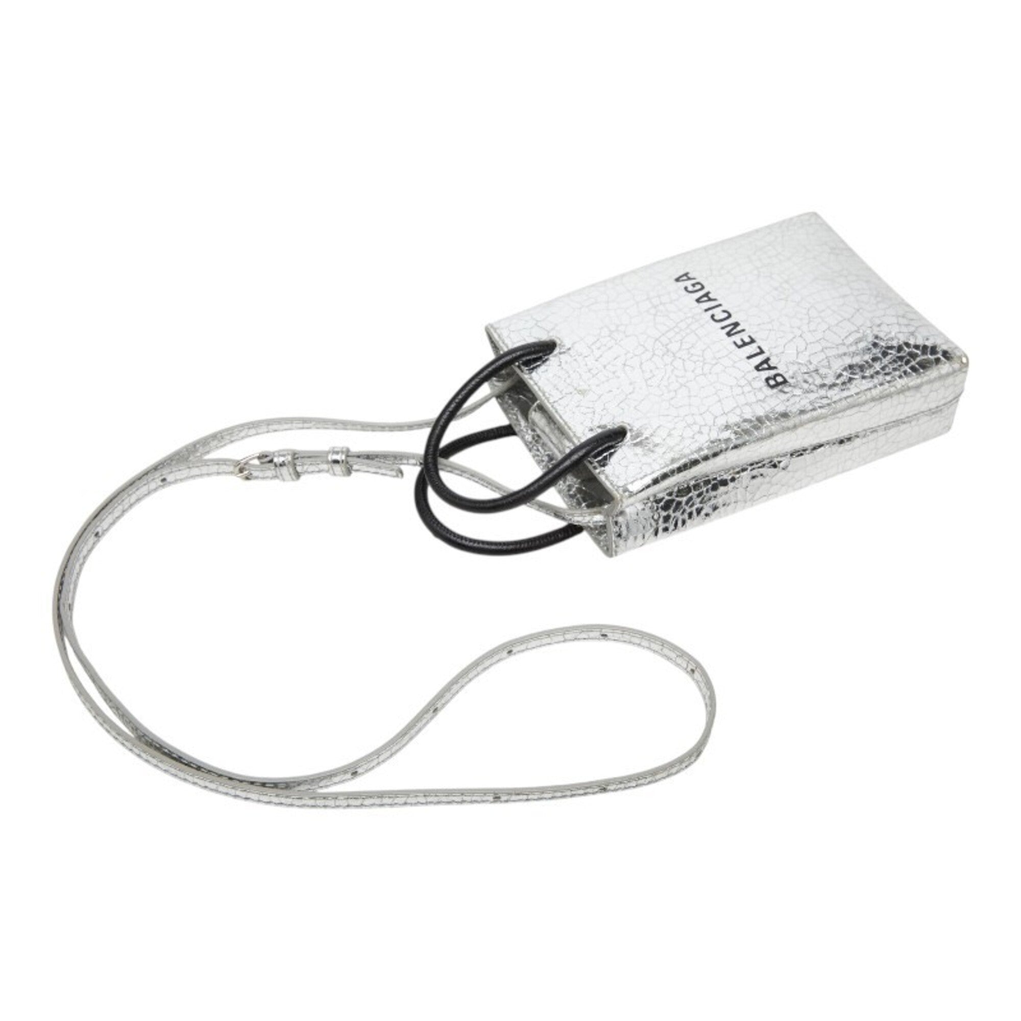 Balenciaga Black Silver Leather Handbag Shoulder Bag (Pre-Owned)