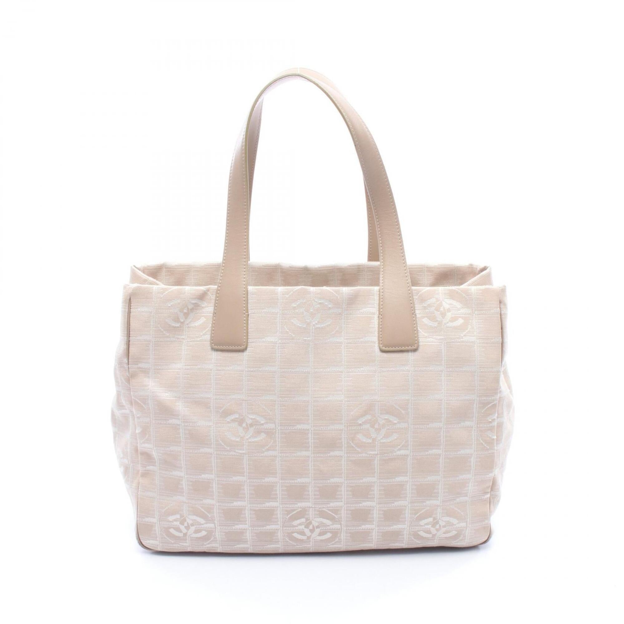 Chanel Beige Nylon Canvas Handbag Tote Bag (Pre-Owned)