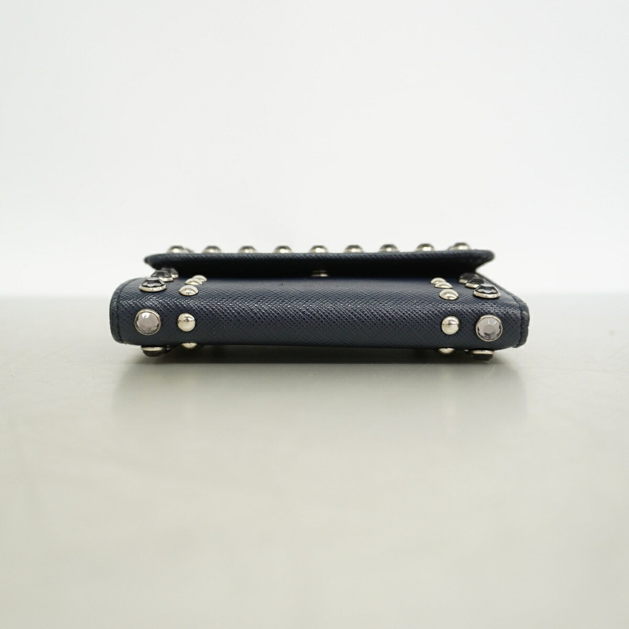 Prada Navy Leather Wallet (Tri-Fold) (Pre-Owned)