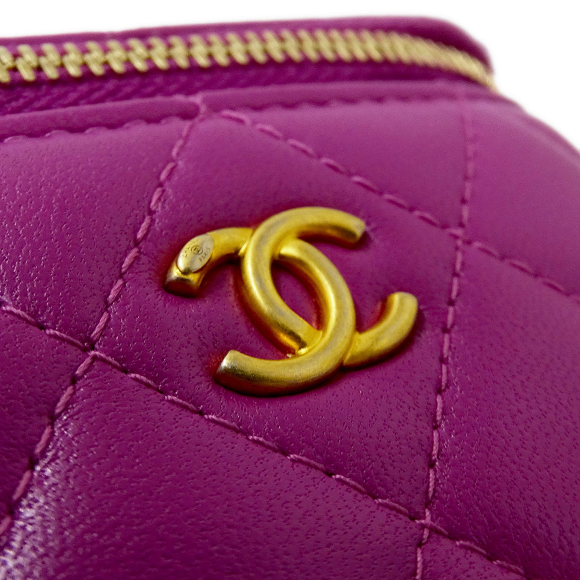 Chanel Purple Leather Handbag Shoulder Bag Vanity Bag (Pre-Owned)