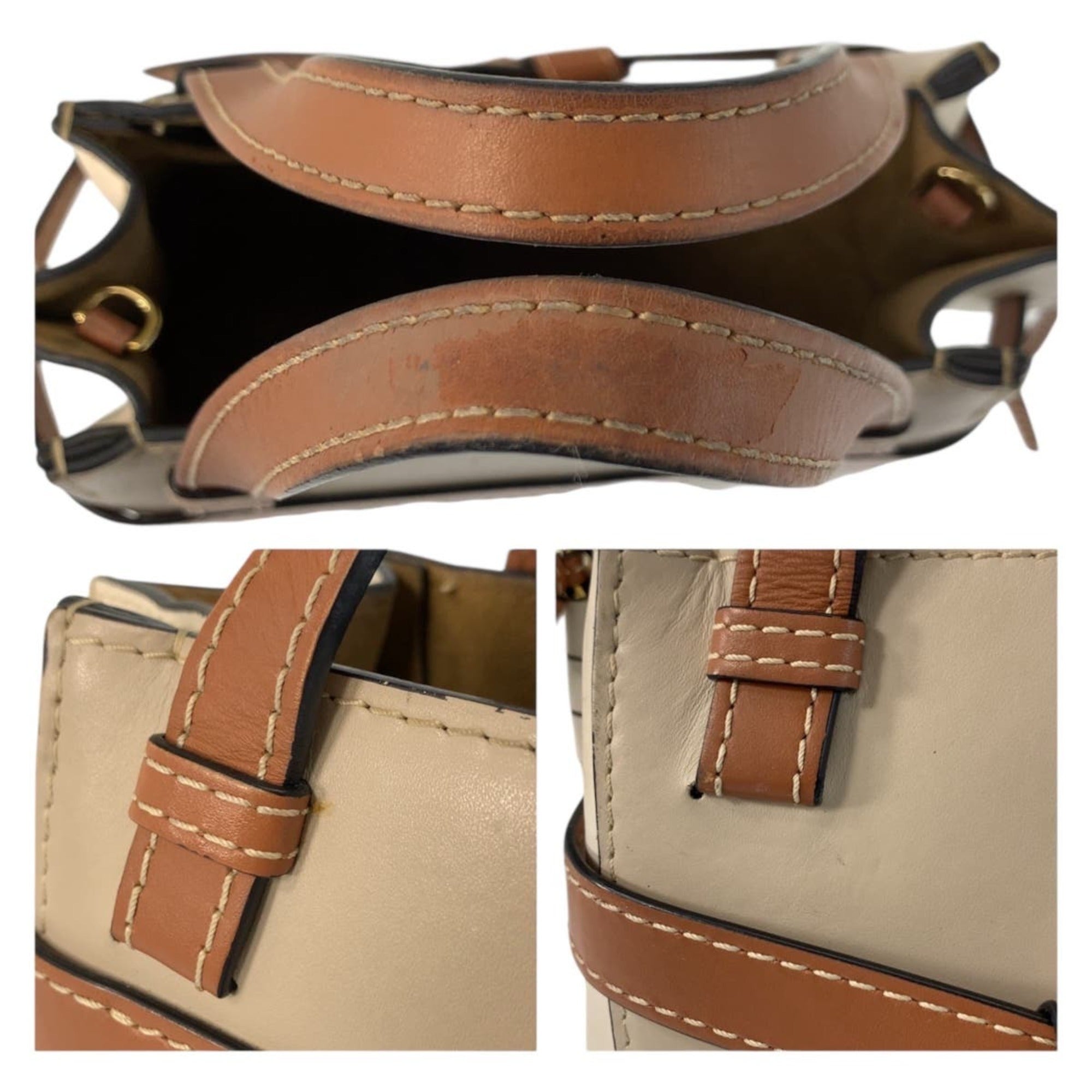 Loewe Beige Brown Leather Handbag (Pre-Owned)