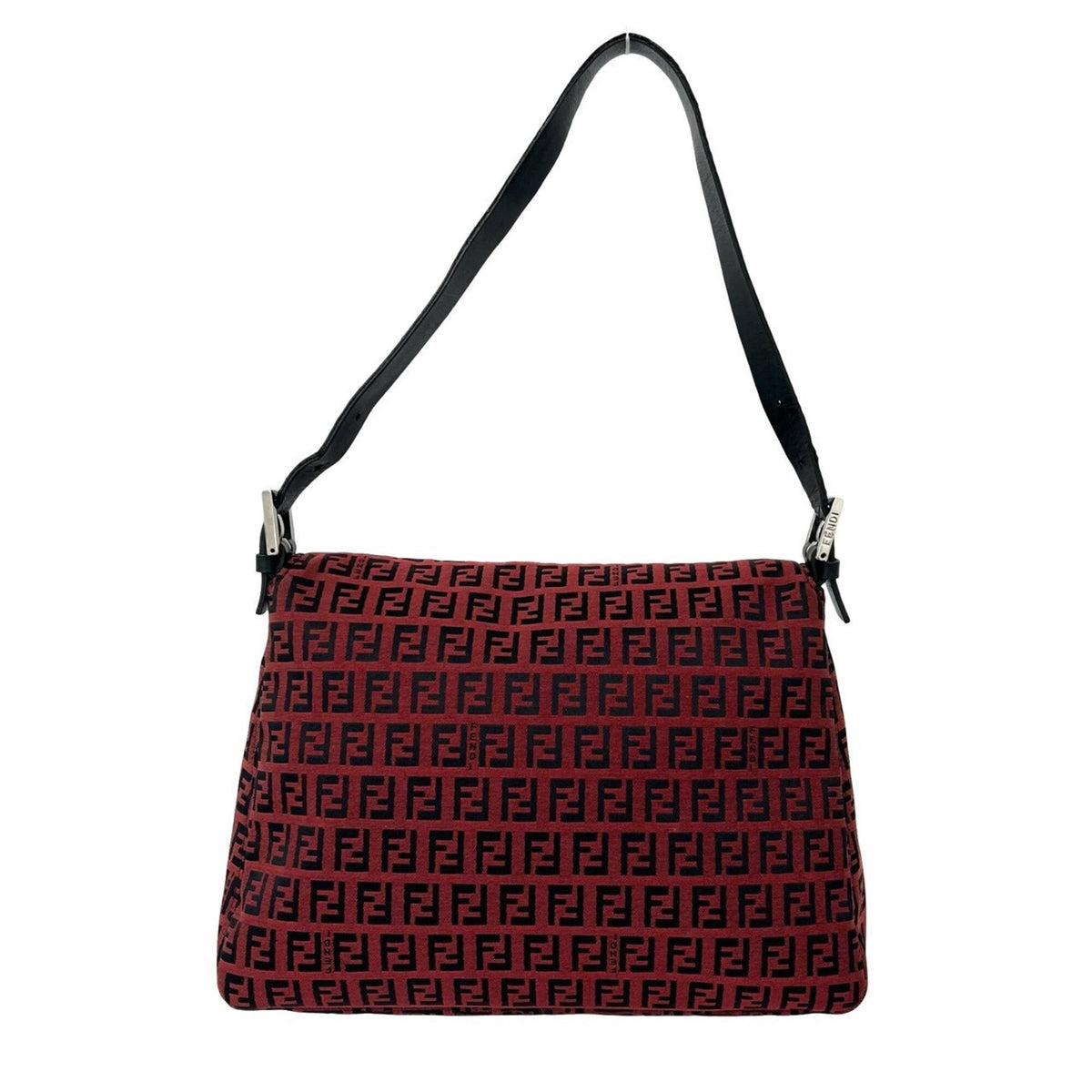 Fendi Black Red Color Canvas Leather Shoulder Bag (Pre-Owned)