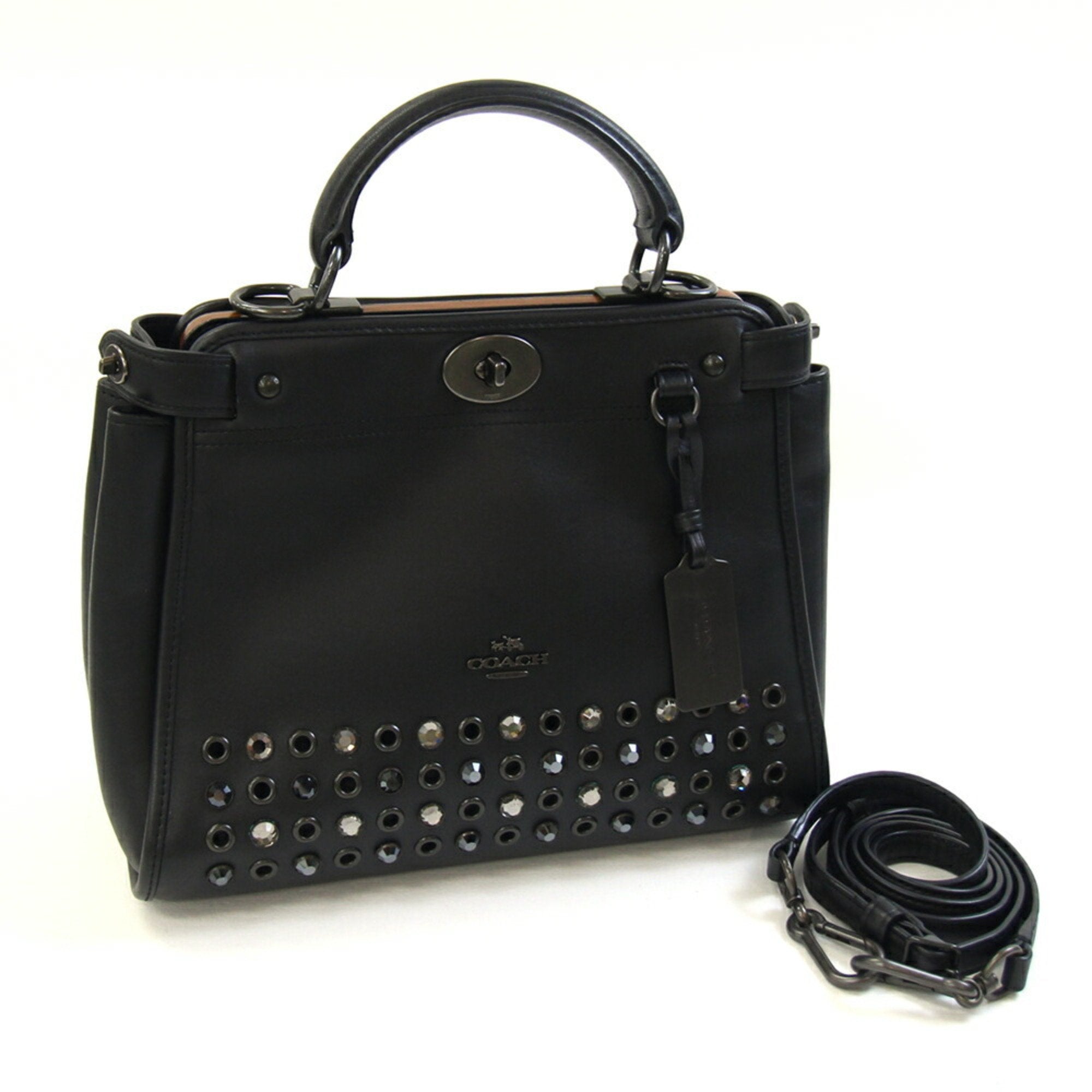 Coach Black Leather Handbag Shoulder Bag (Pre-Owned)