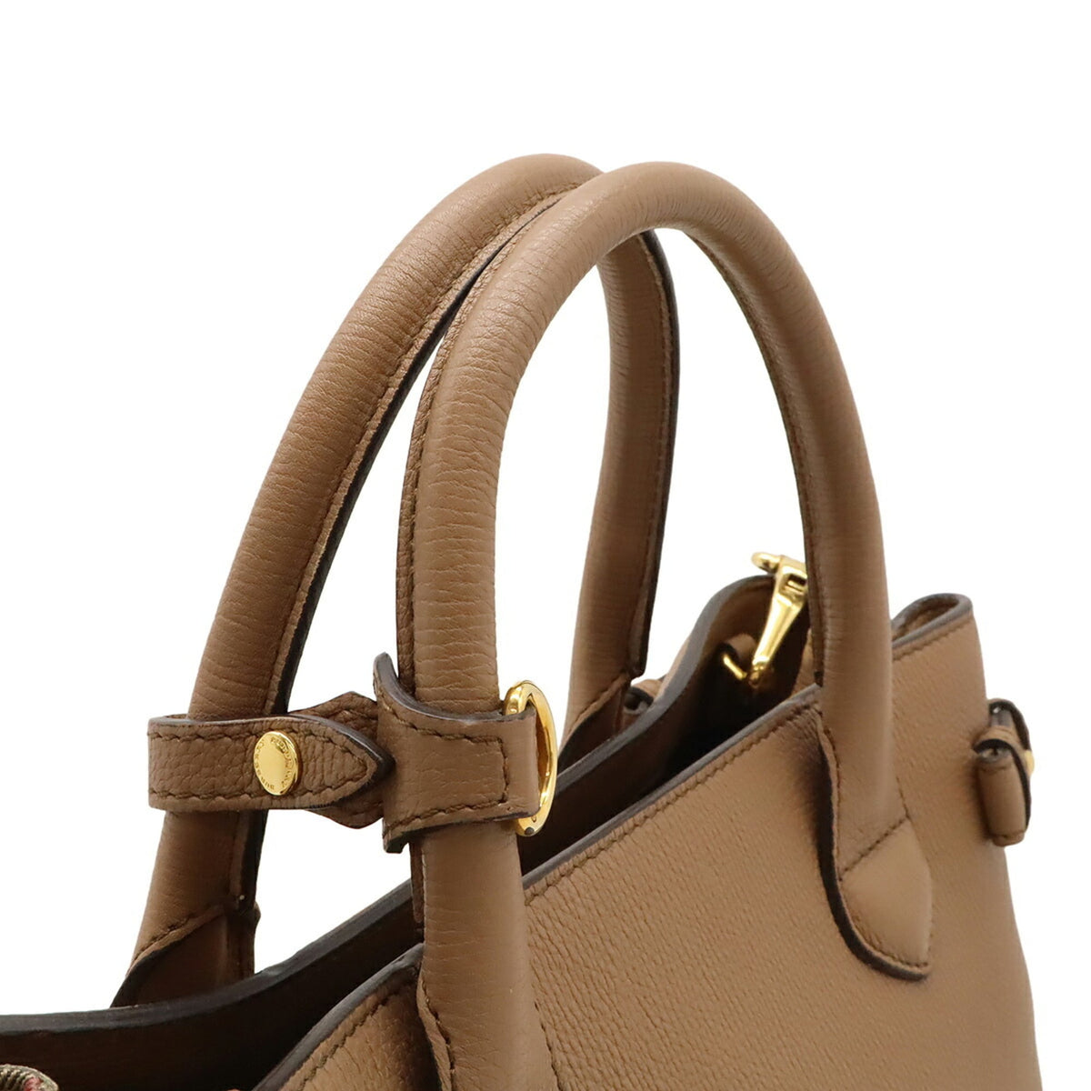 Burberry Beige Brown Leather Handbag Shoulder Bag (Pre-Owned)