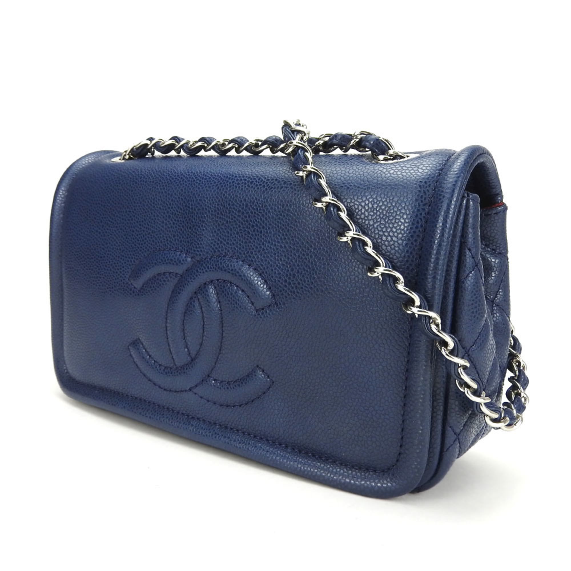 Chanel Matelasse Navy Grained Calfskin Shoulder Bag (Pre-Owned)