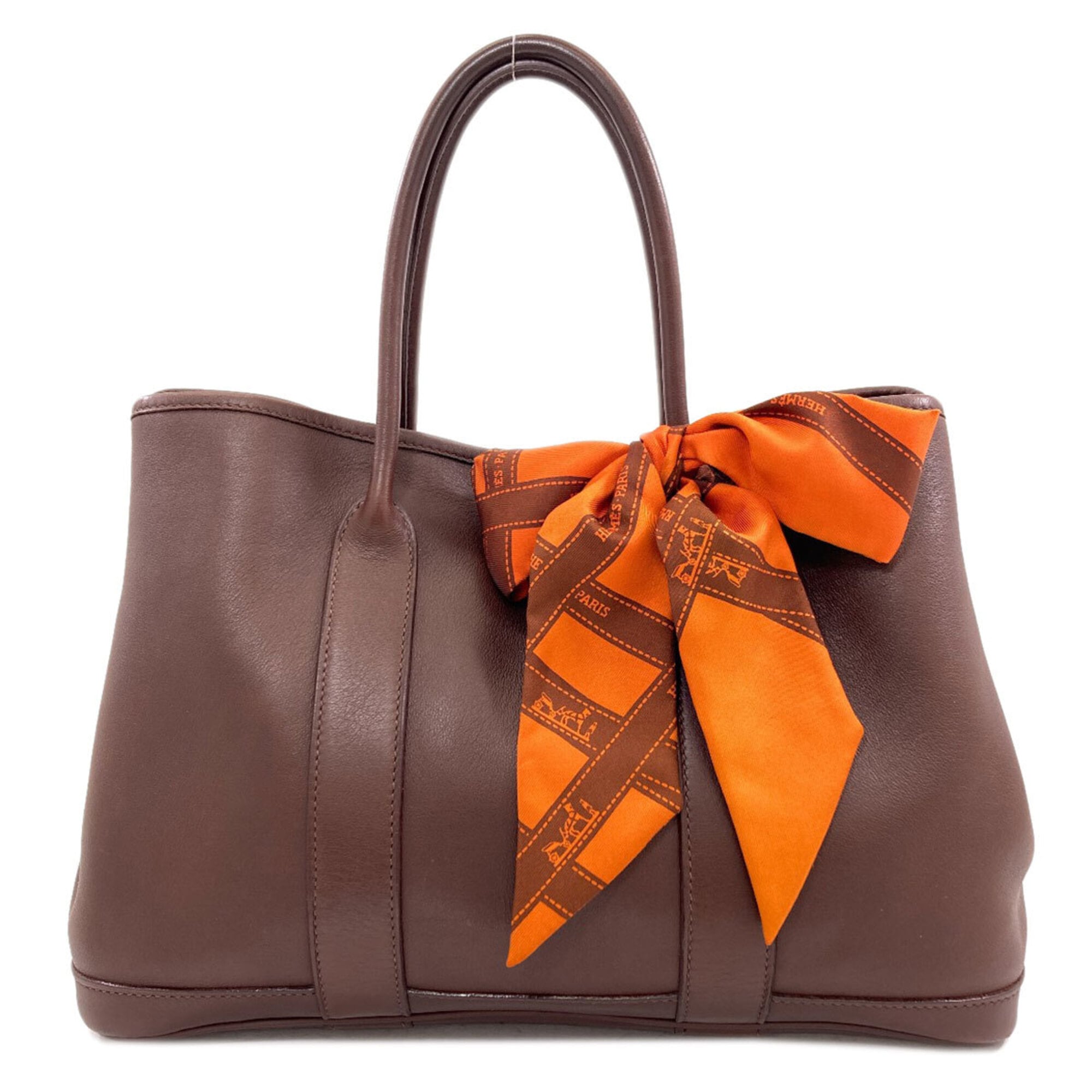 Hermes Garden Brown Swift Leather Handbag (Pre-Owned)