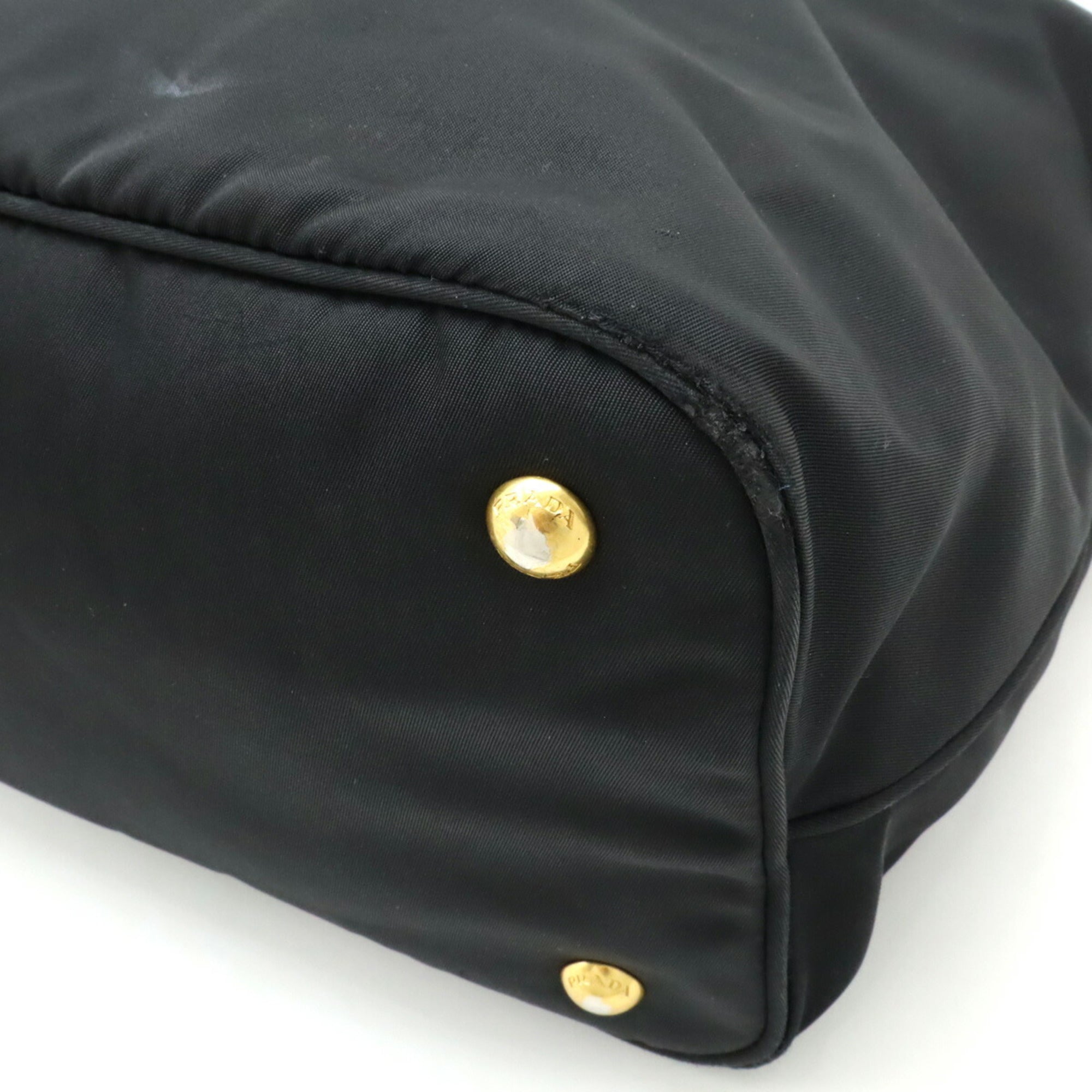 Prada Black Nero Nylon Leather Shoulder Bag Tote Bag (Pre-Owned)