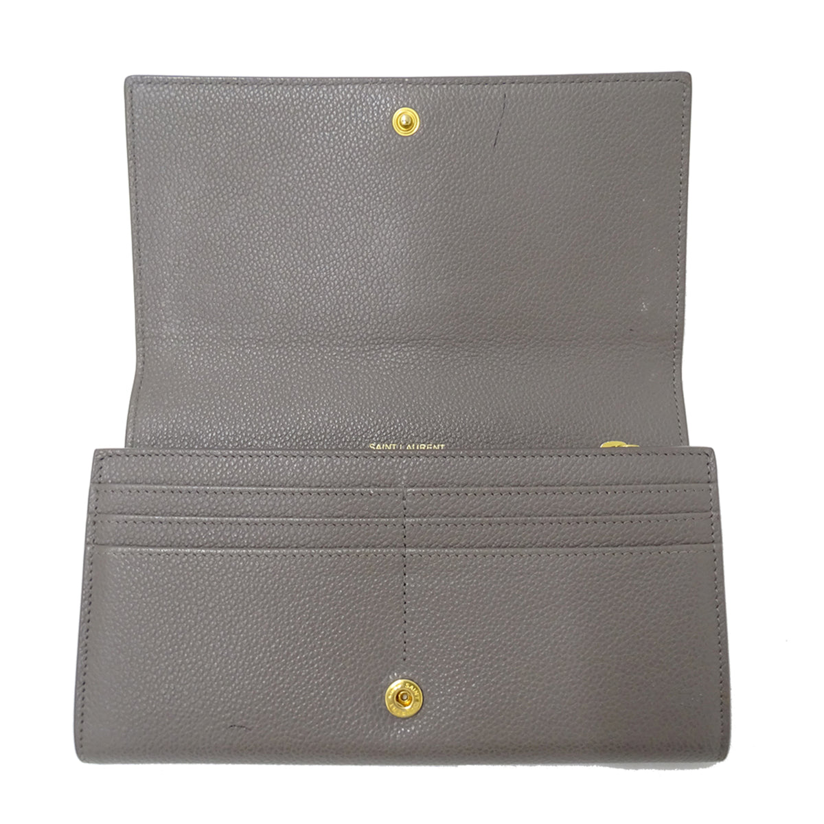 Saint Laurent Gray Leather Long Wallet (Bi-Fold) (Pre-Owned)