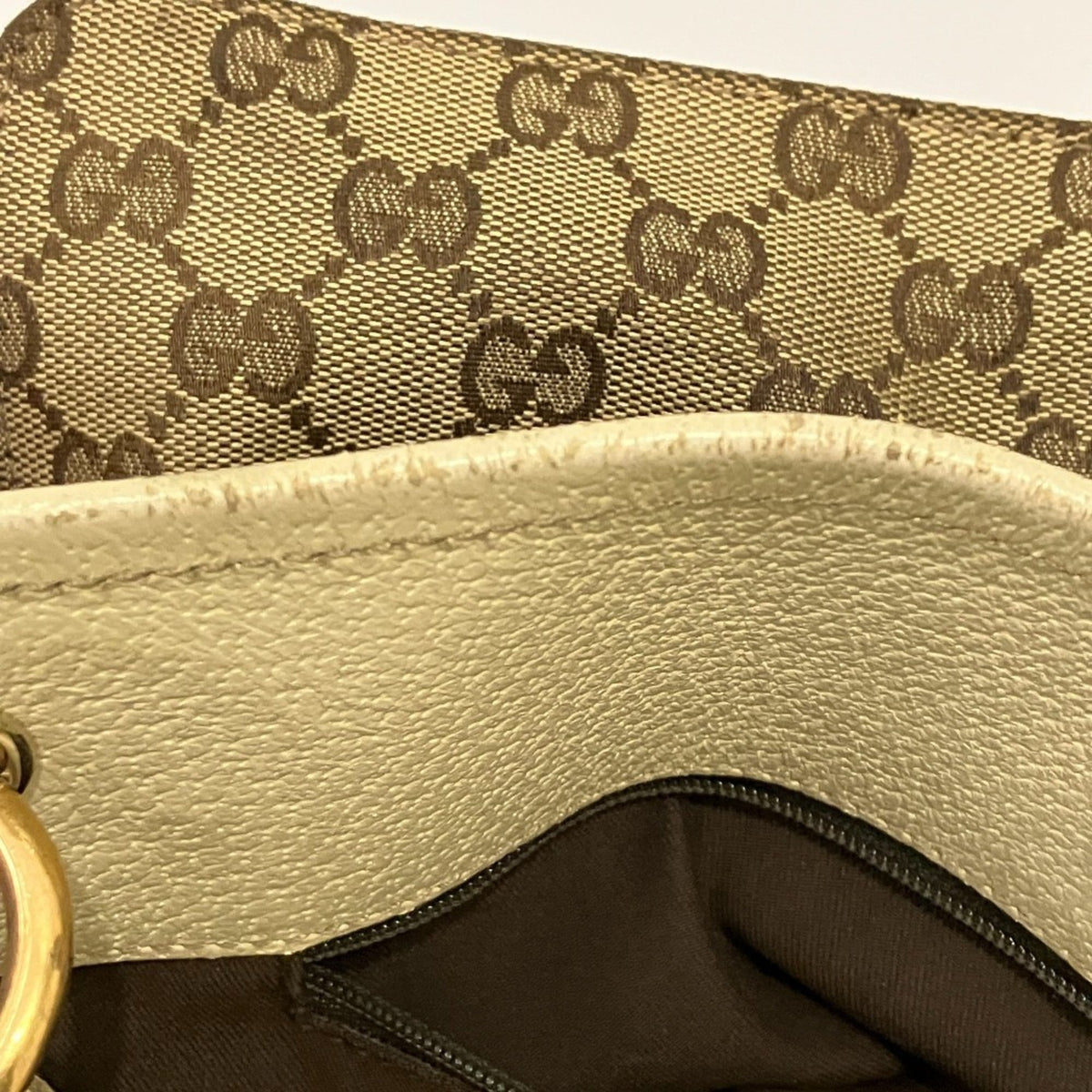 Gucci Gg Canvas Beige Gg Canvas Shoulder Bag (Pre-Owned)