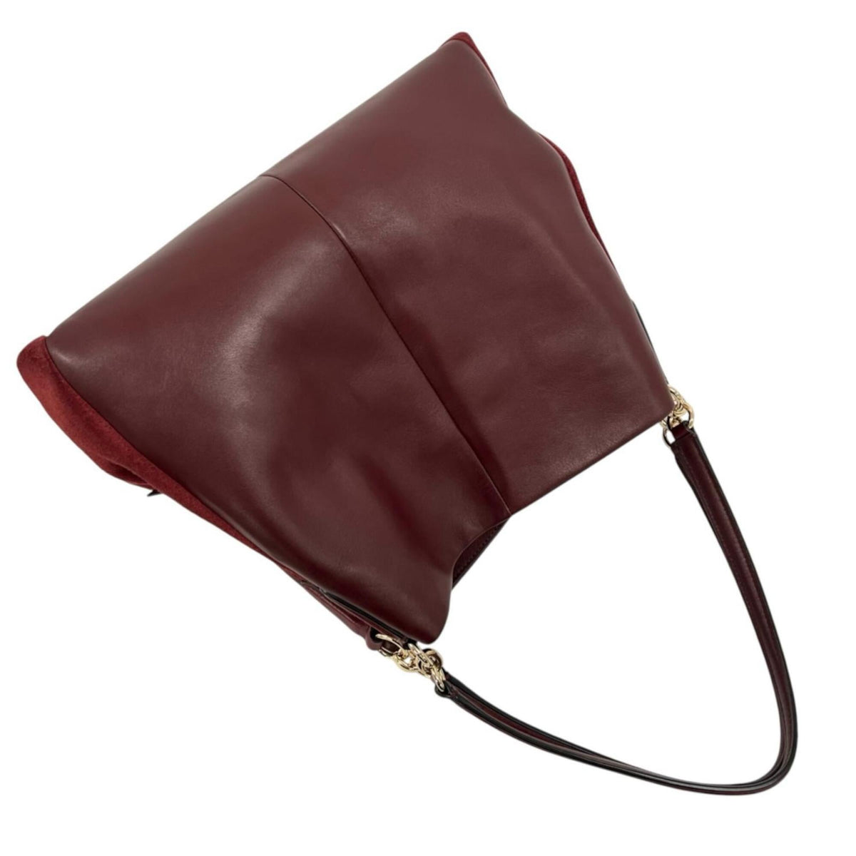 Coach Red Color Leather Suede Shoulder Bag (Pre-Owned)