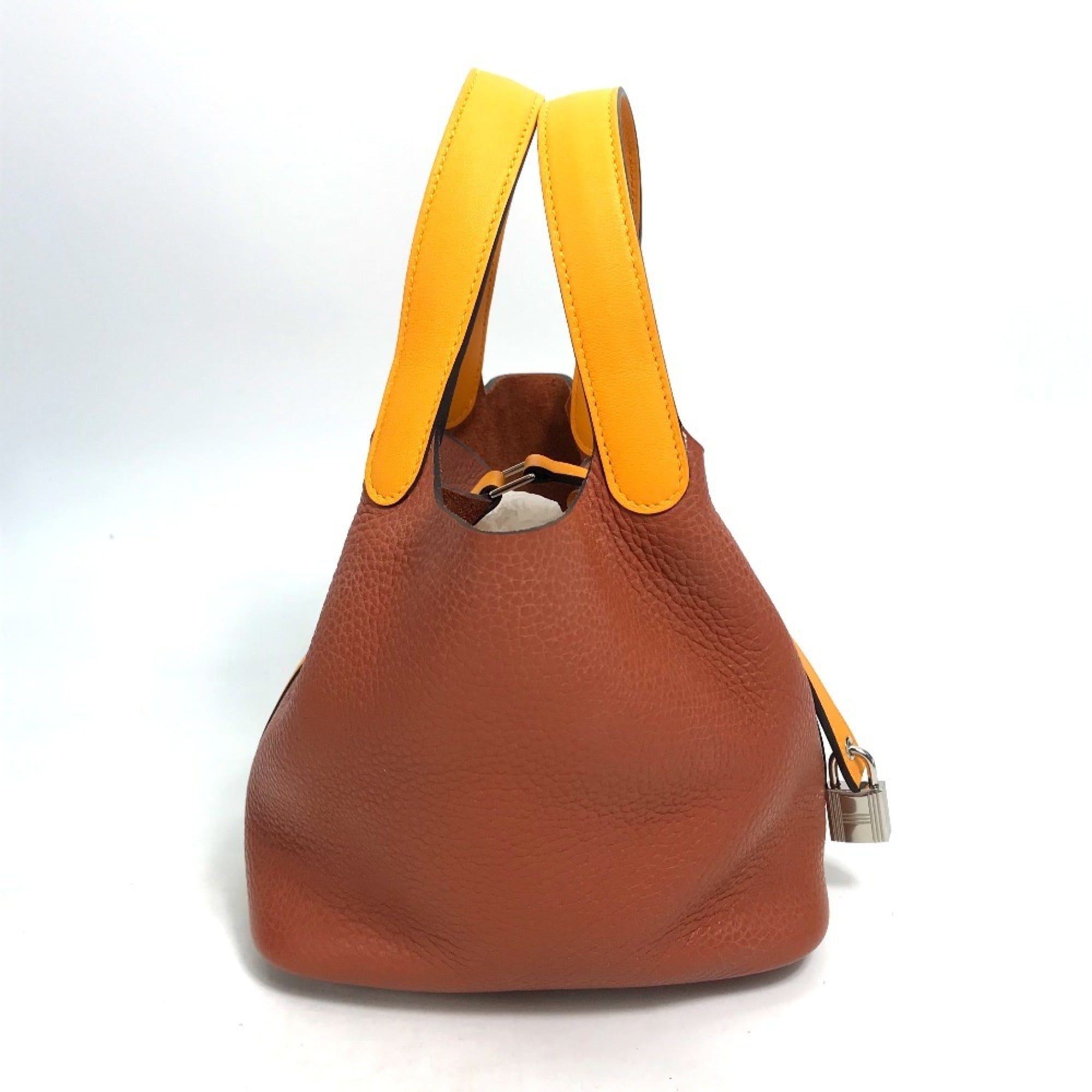 Hermes Bicolor Brown Orange Togo Leather Swift Leather Handbag Tote Bag (Pre-Owned)