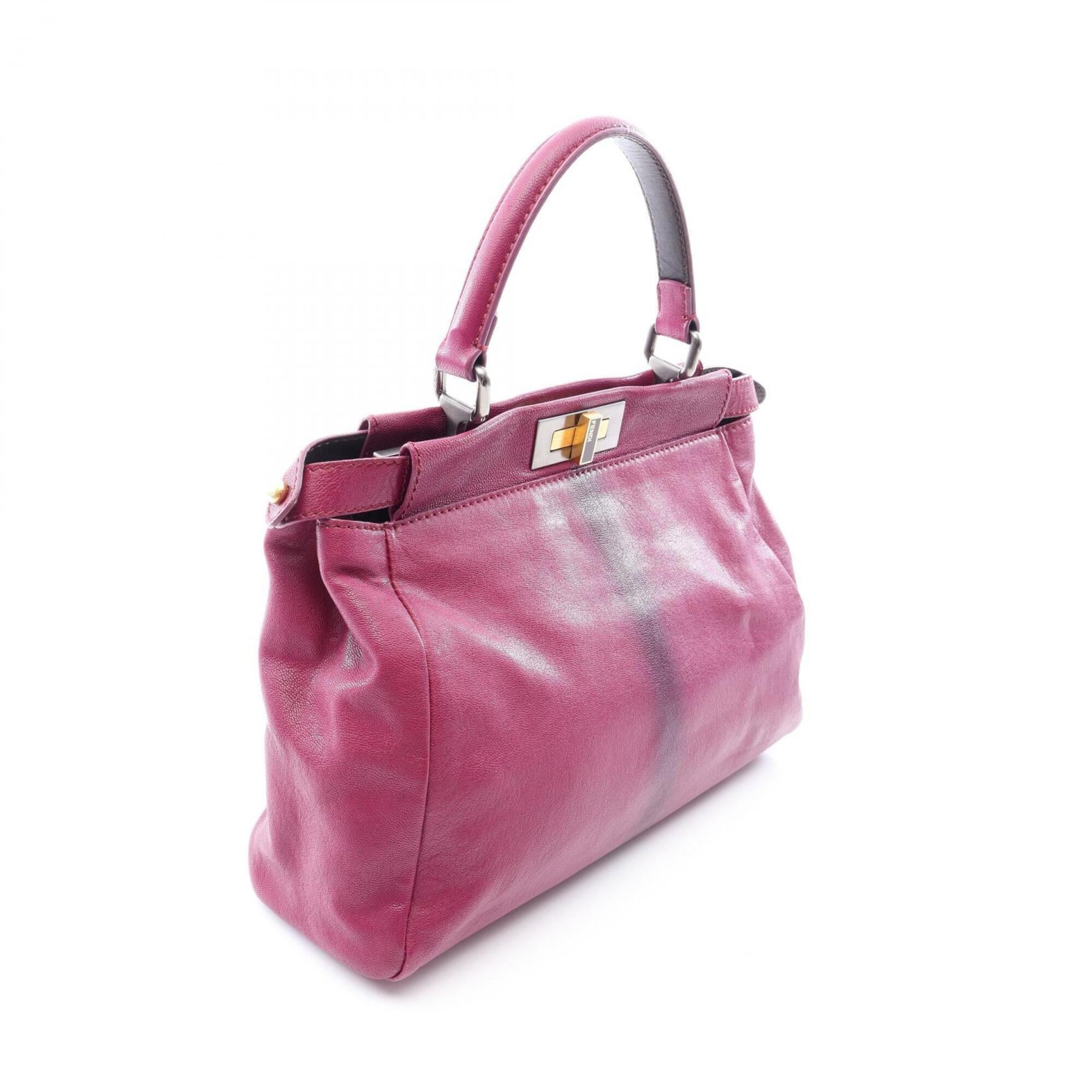 Fendi Peekaboo Purple Leather Handbag (Pre-Owned)
