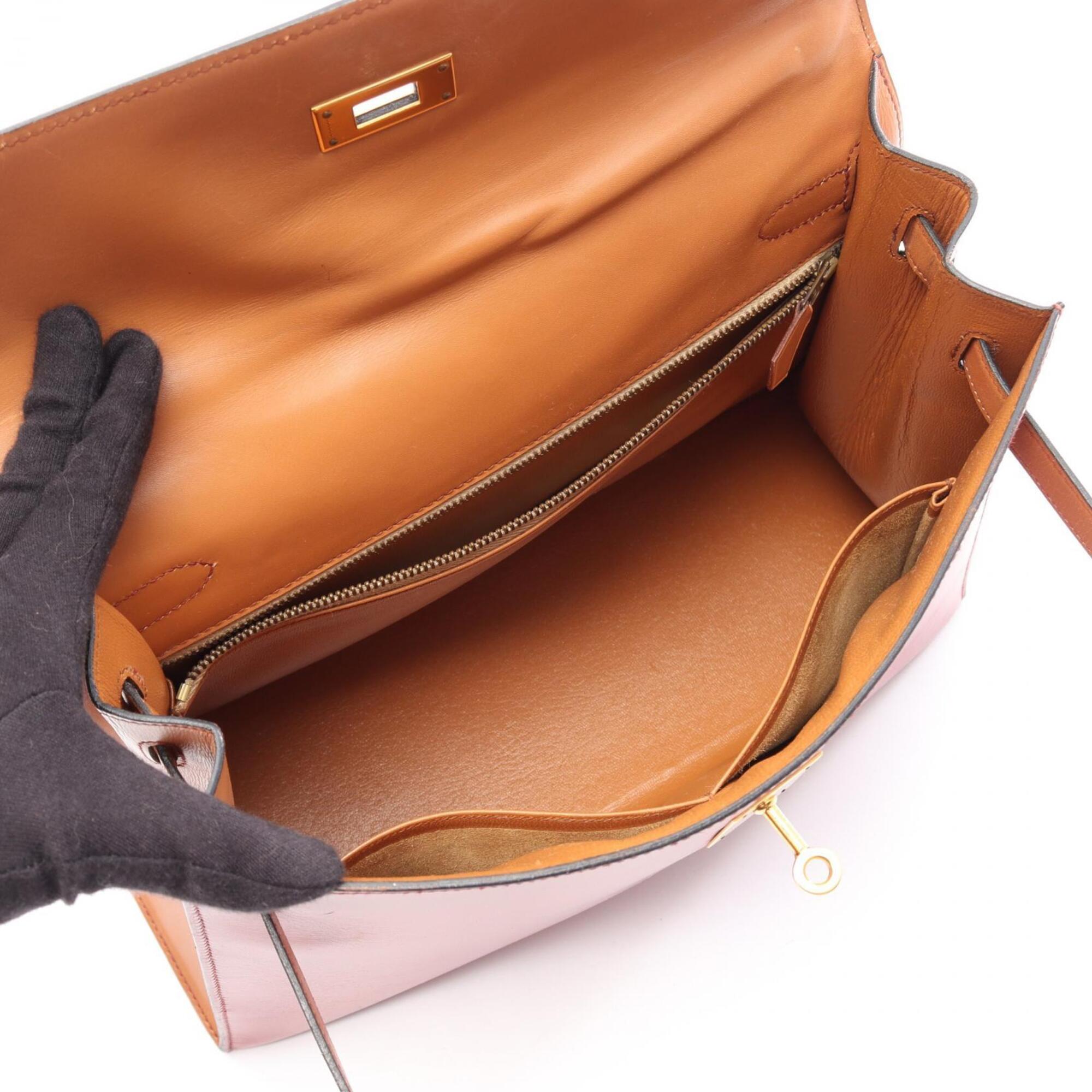 Hermes Bordeaux Brown Natural Red Color Rouge H Rouge Vif Box Calf Leather Chamonix Leather Leather Handbag (Pre-Owned)