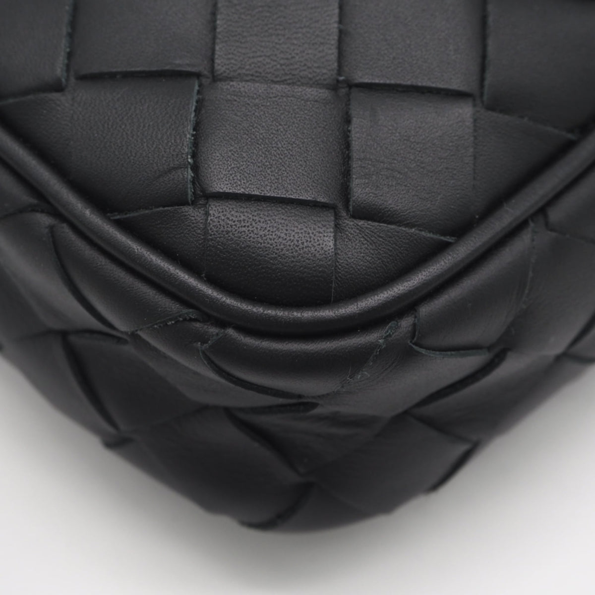 Bottega Veneta Intrecciato Black Leather Shoulder Bag Sling Bag (Pre-Owned)